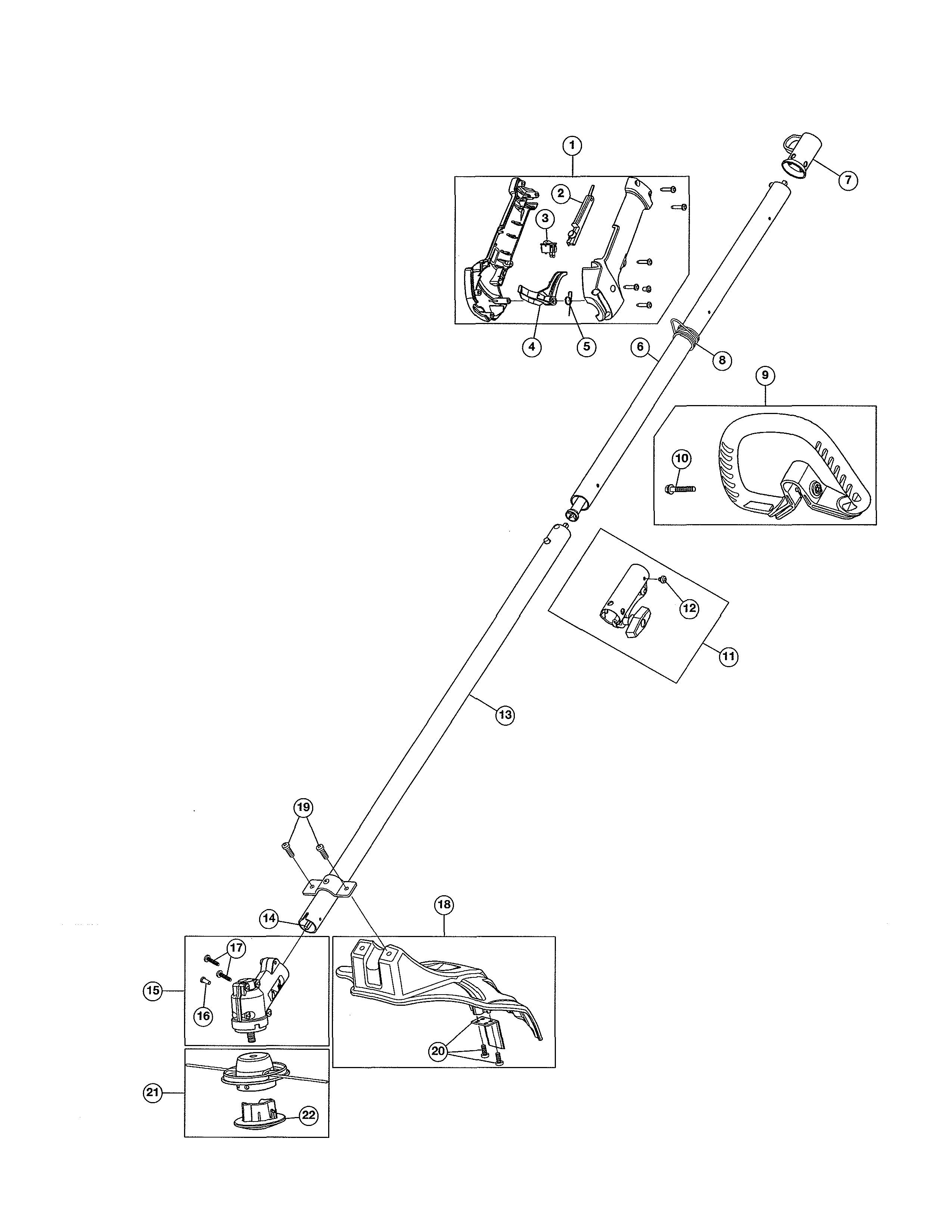Drive shaft/handle/throttle