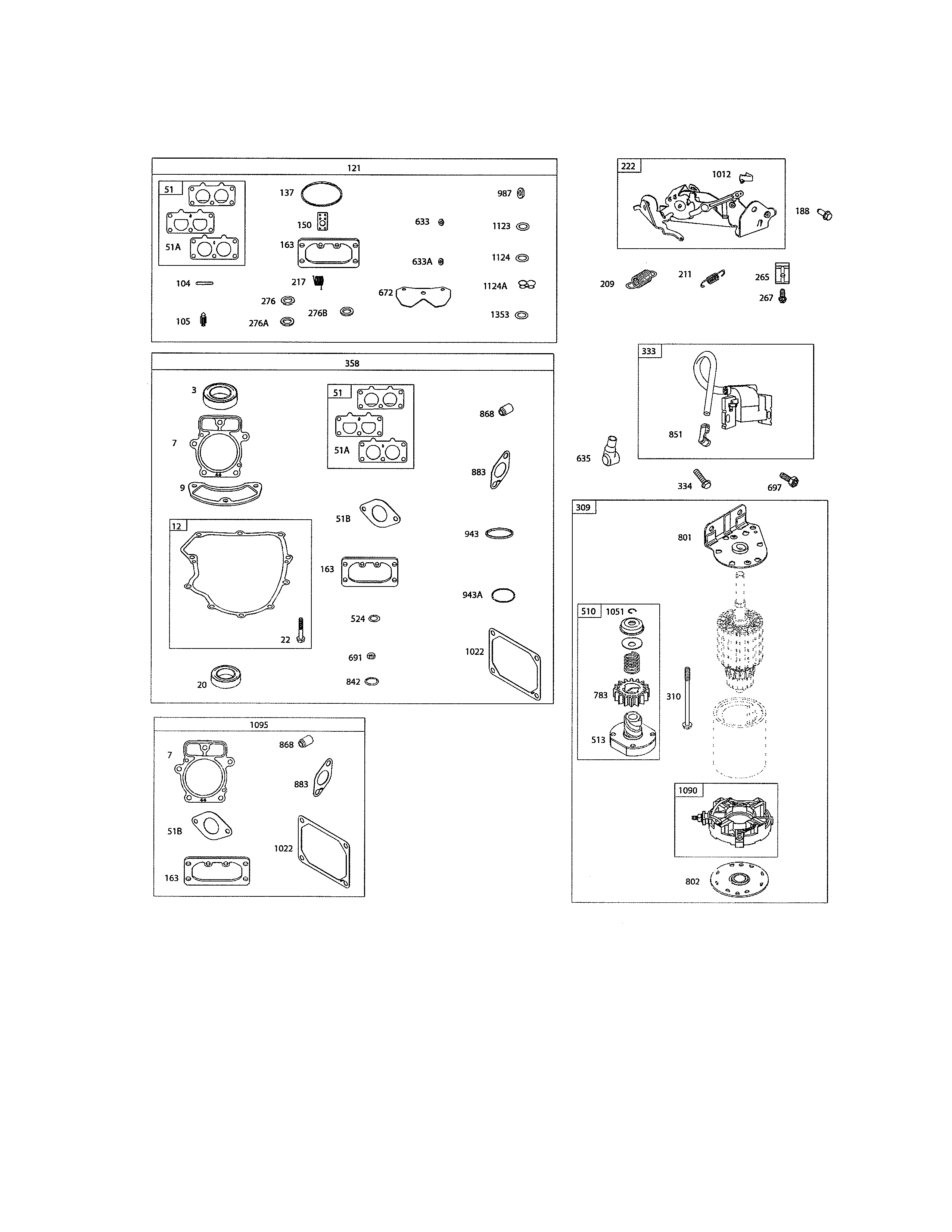 Starter motor/gasket sets