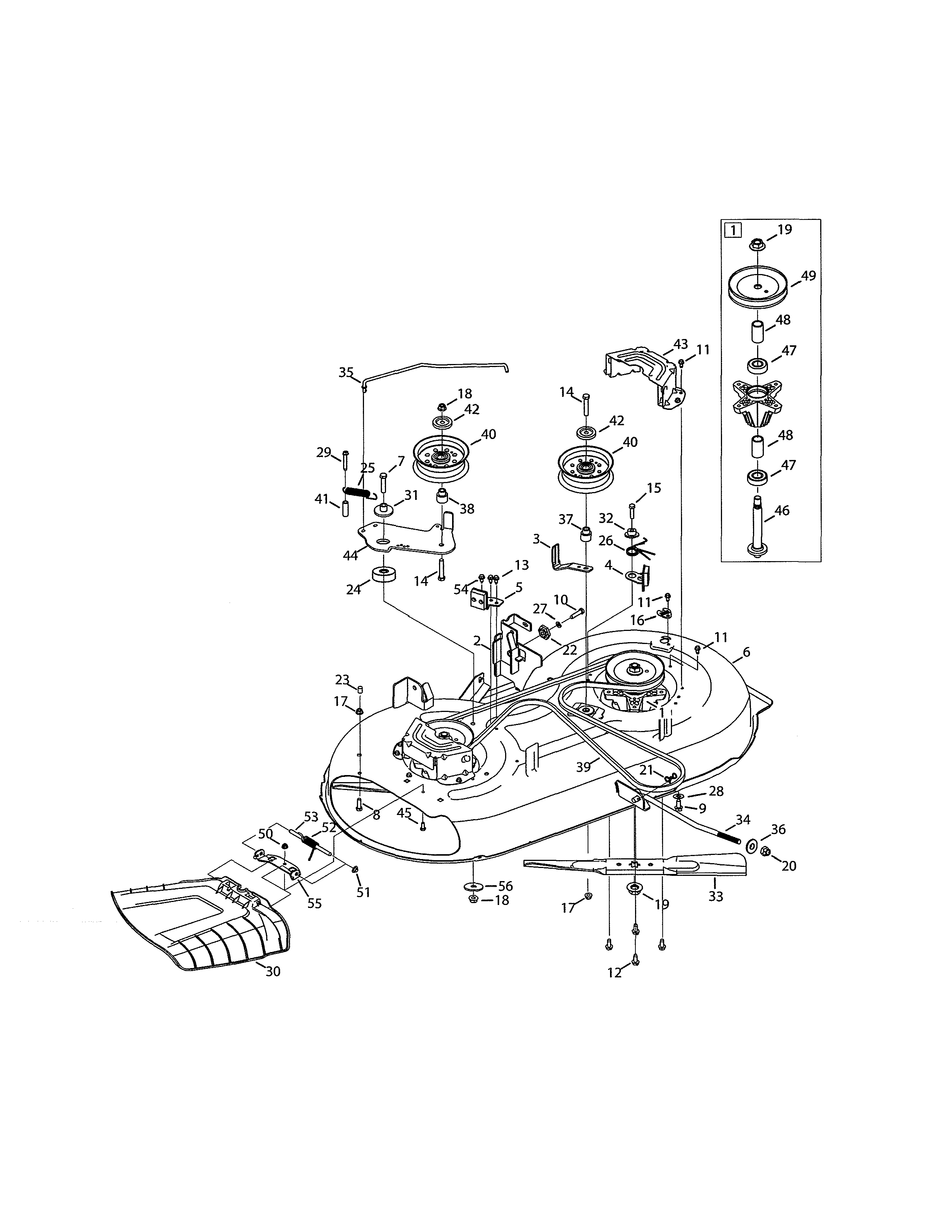 Deck/spindle pulley