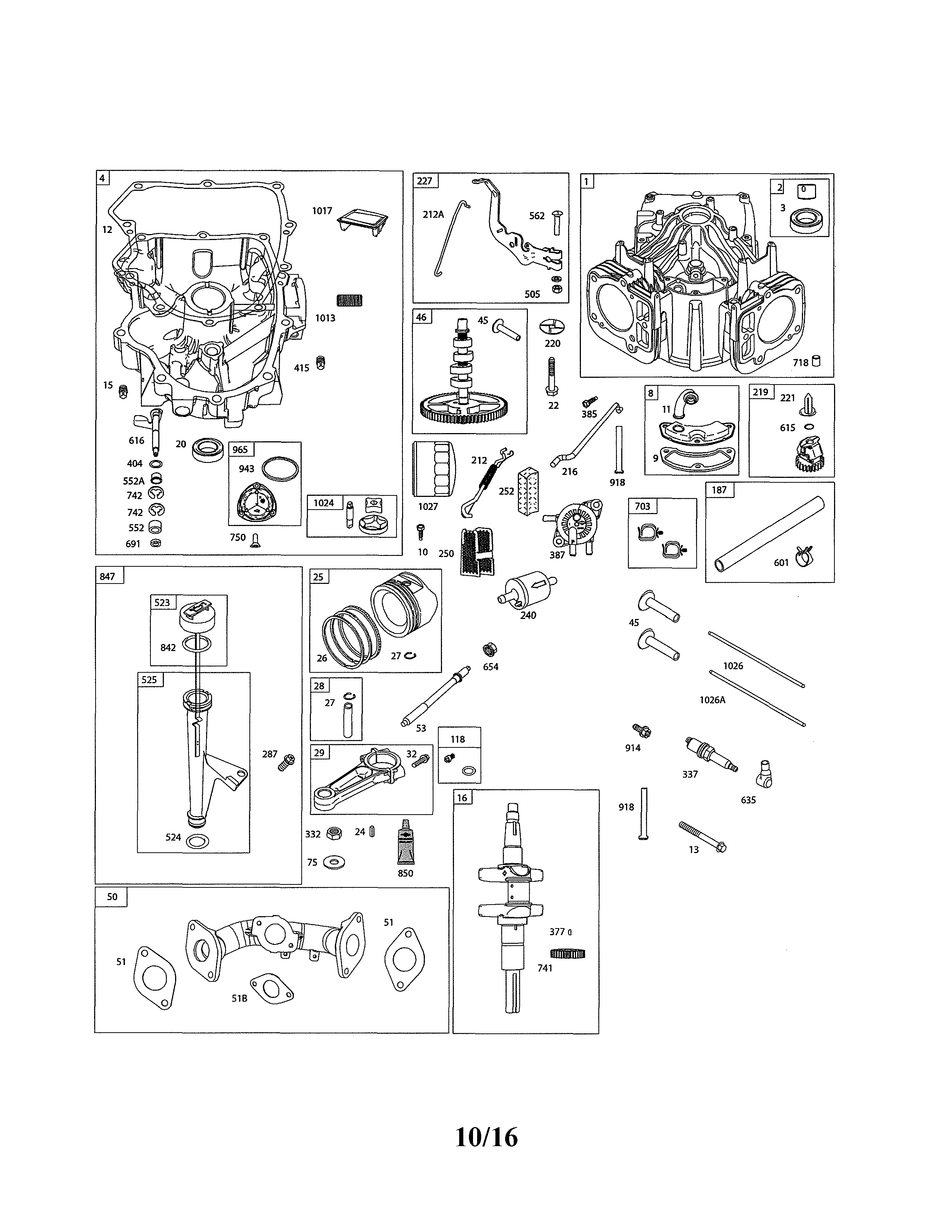 Sump/cylinder/crankshaft