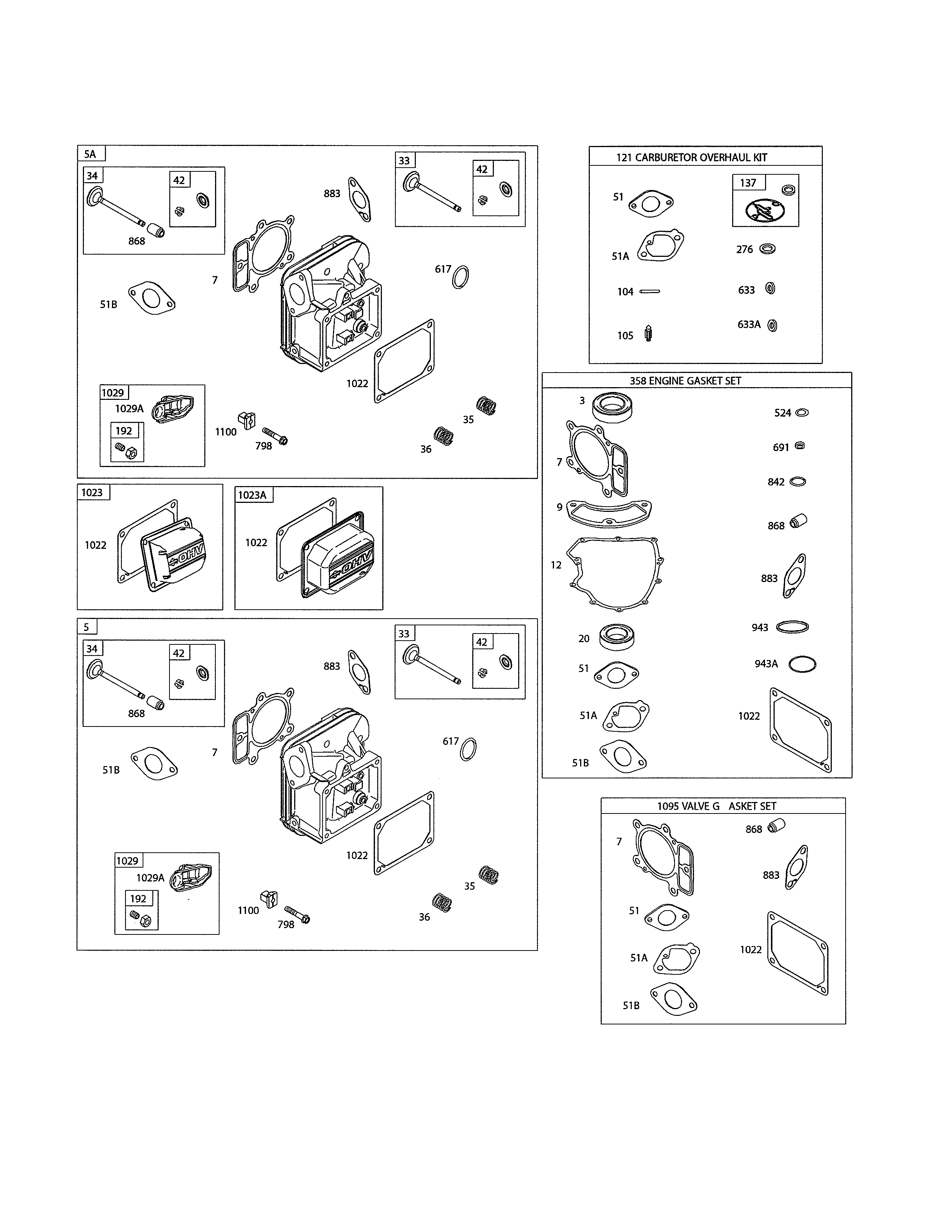 Head-cylinder/gasket sets