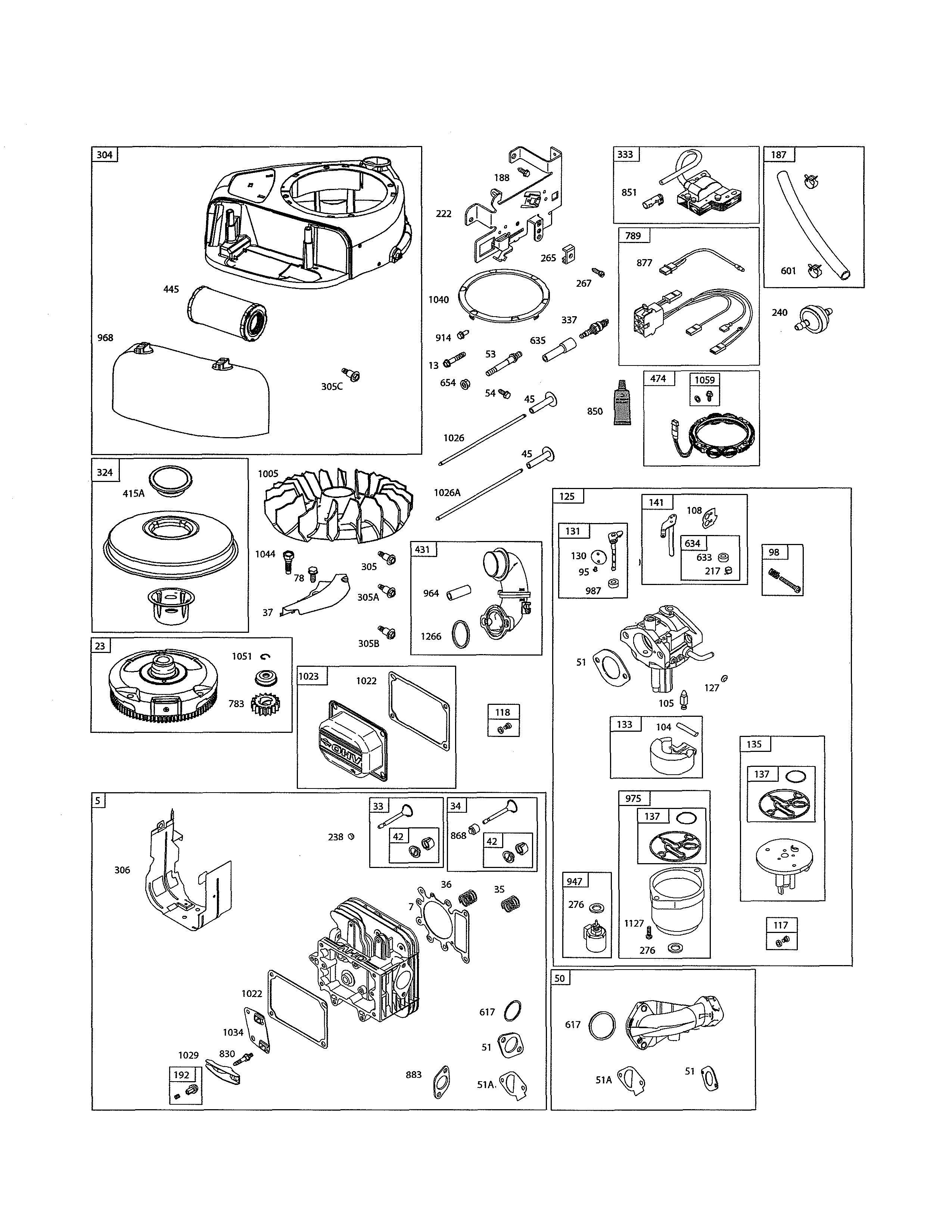 Carburetor/head-cylinder/blower housing