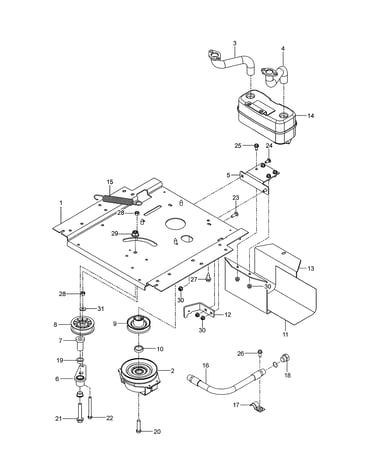 Engine mounting/guards/muffler