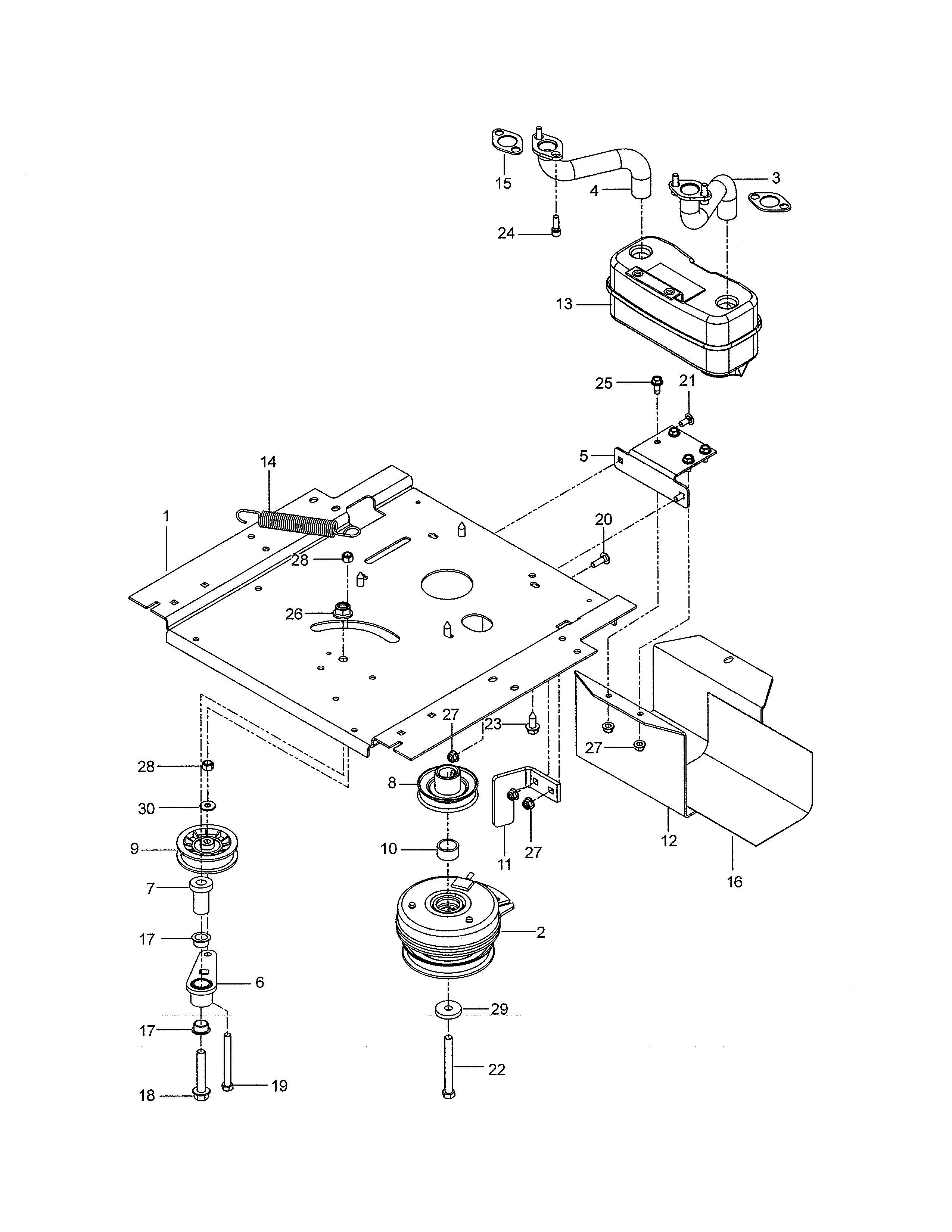 Engine mounting/guards/muffler