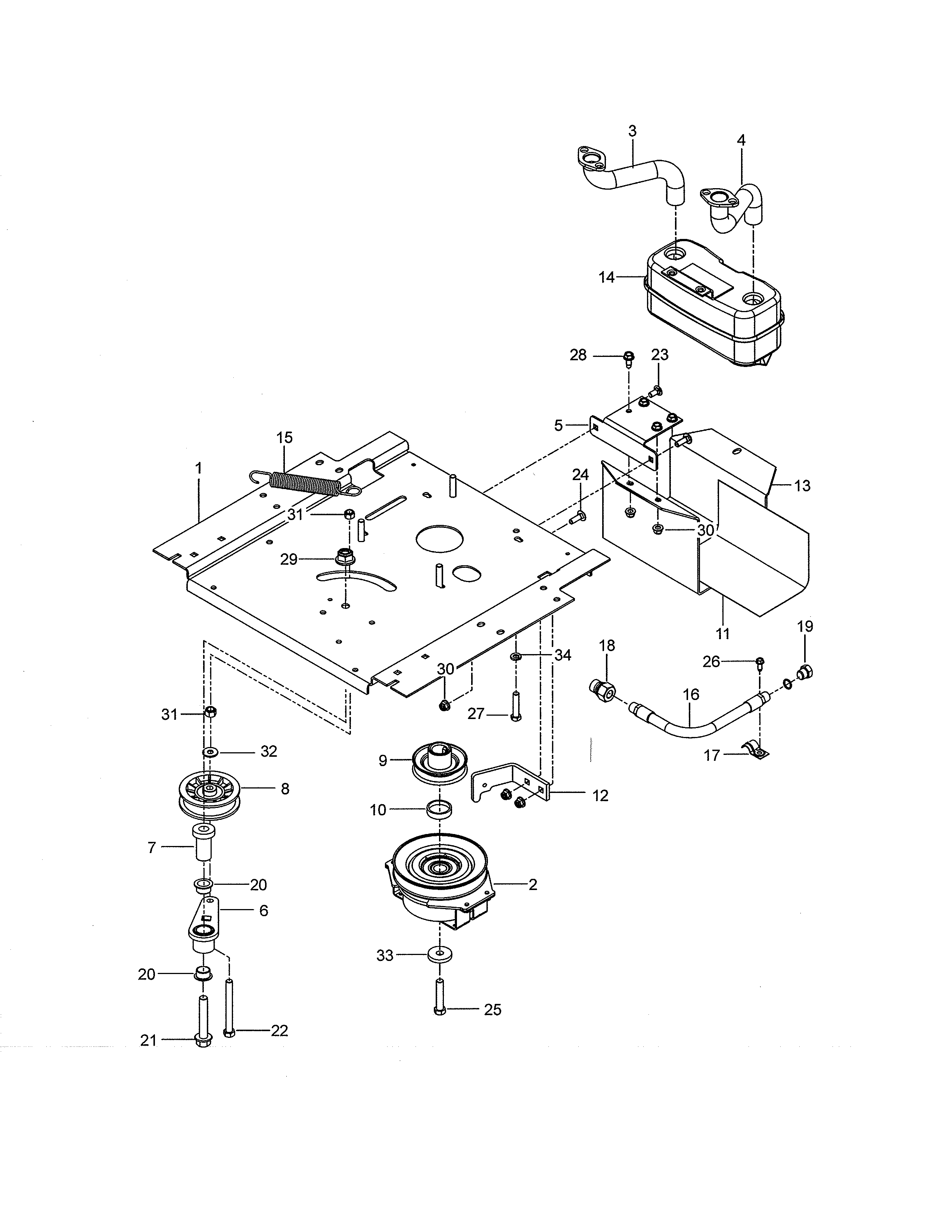 Engine mounting/guards/muffler