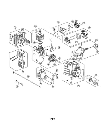 Short block/fuel tank/starter housing