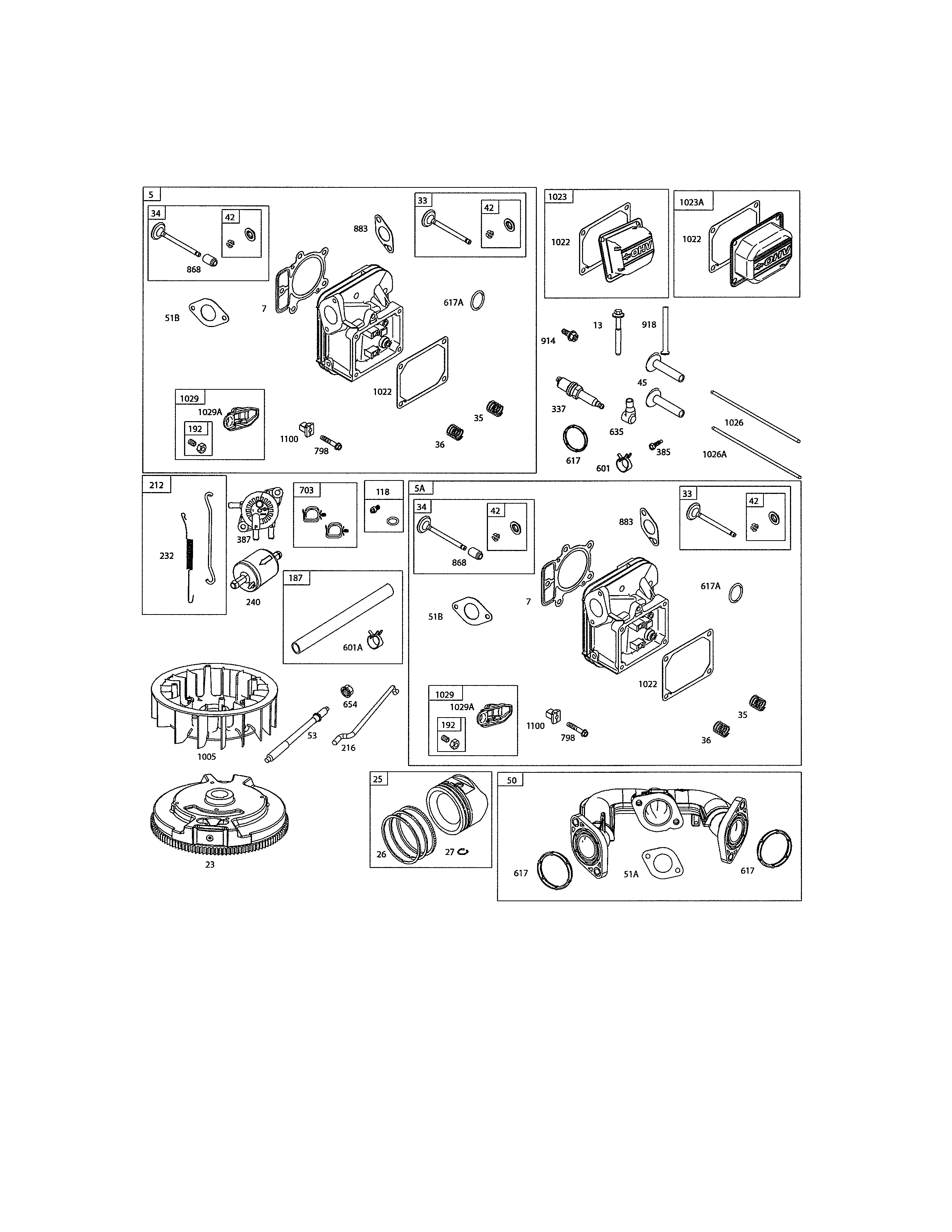 Head-cylinder/flywheel/manifold-intake