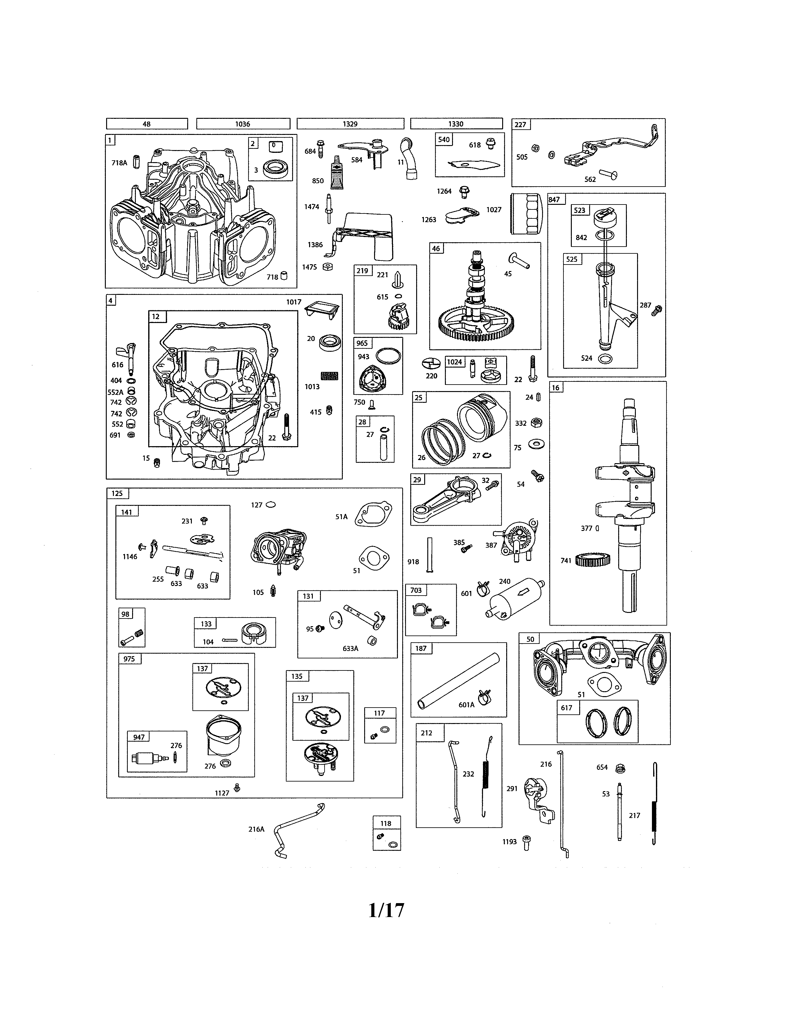 Cylinder/sump/carburetor