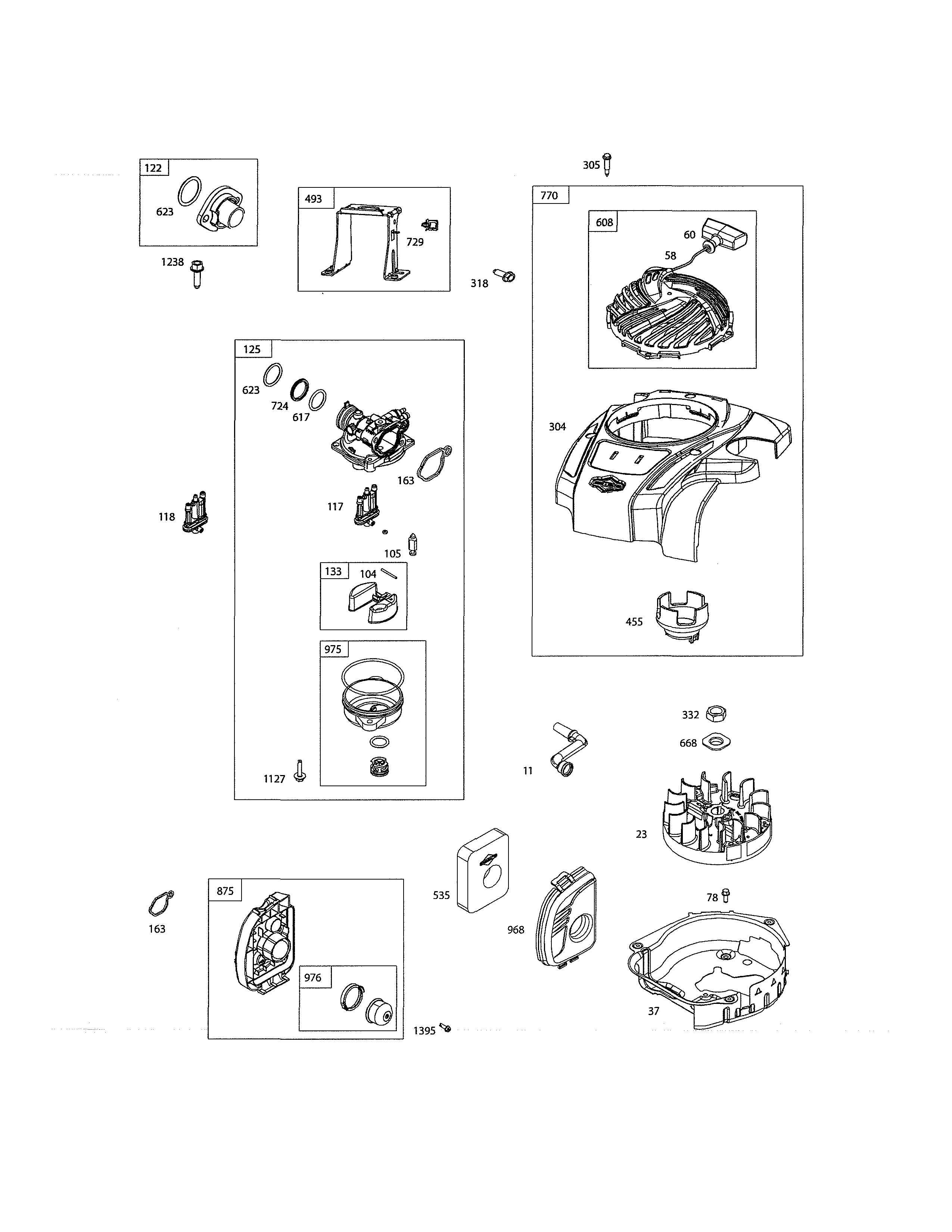 CARBURETOR/FLYWHEEL/REWIND STARTER