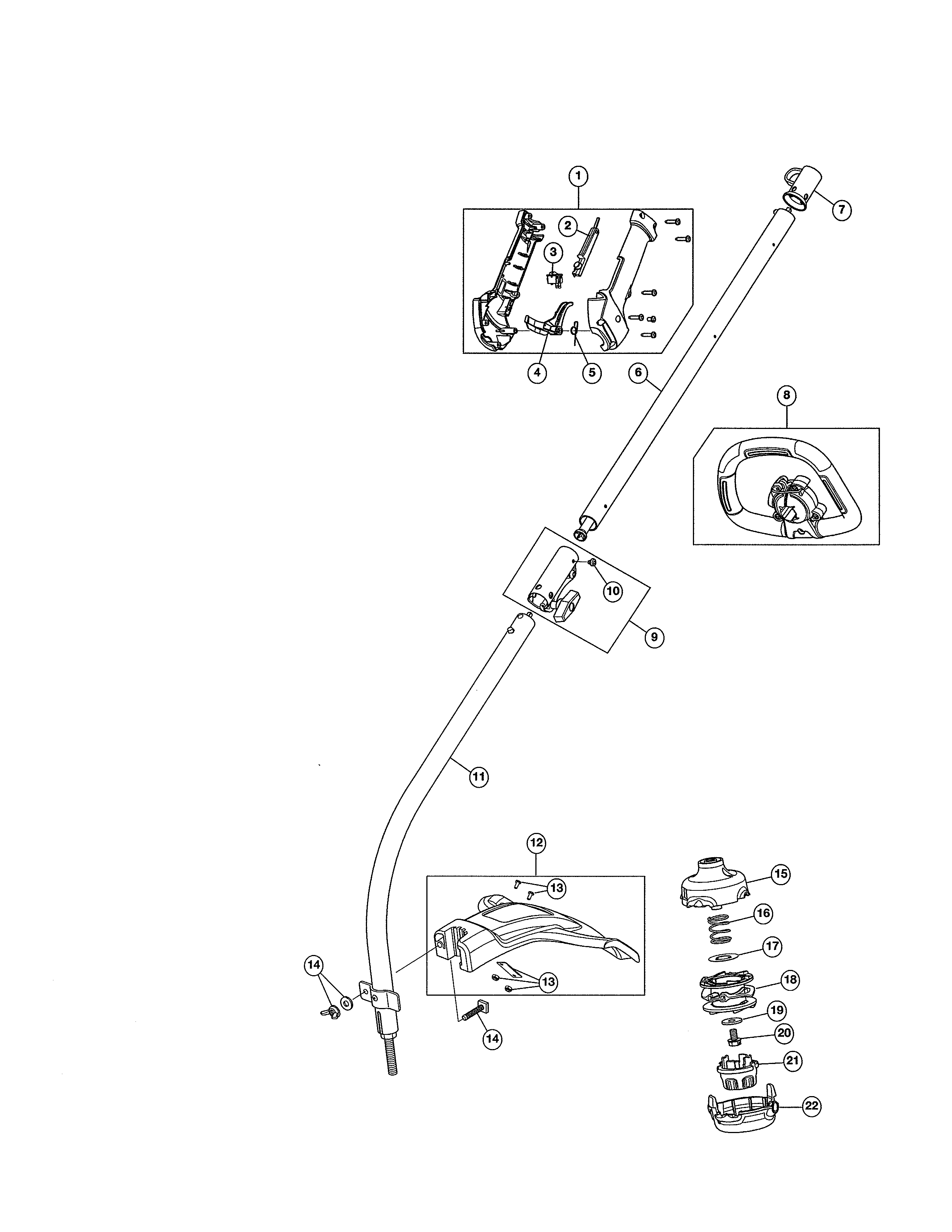 Drive shaft/shield/handle