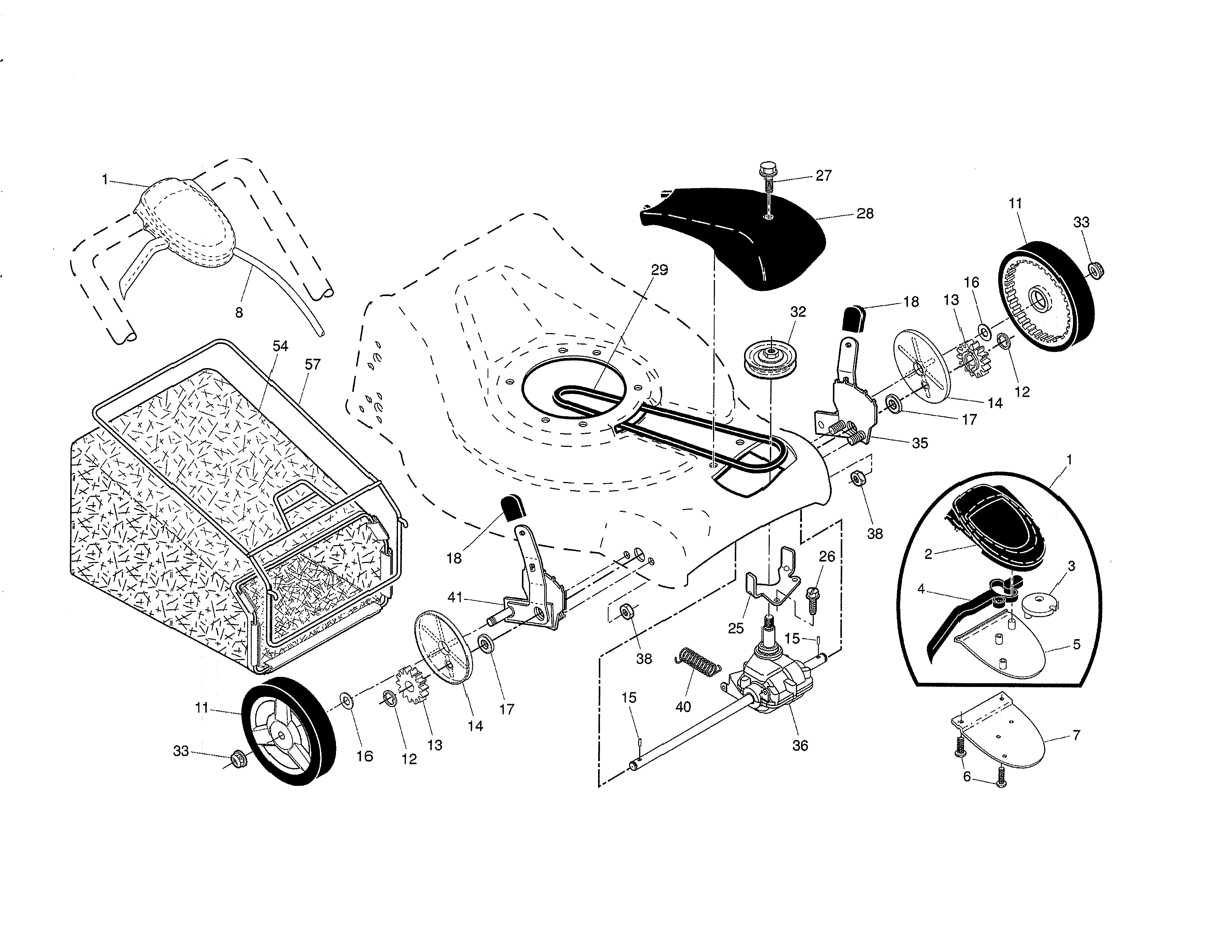 Drive control/gear case/wheels