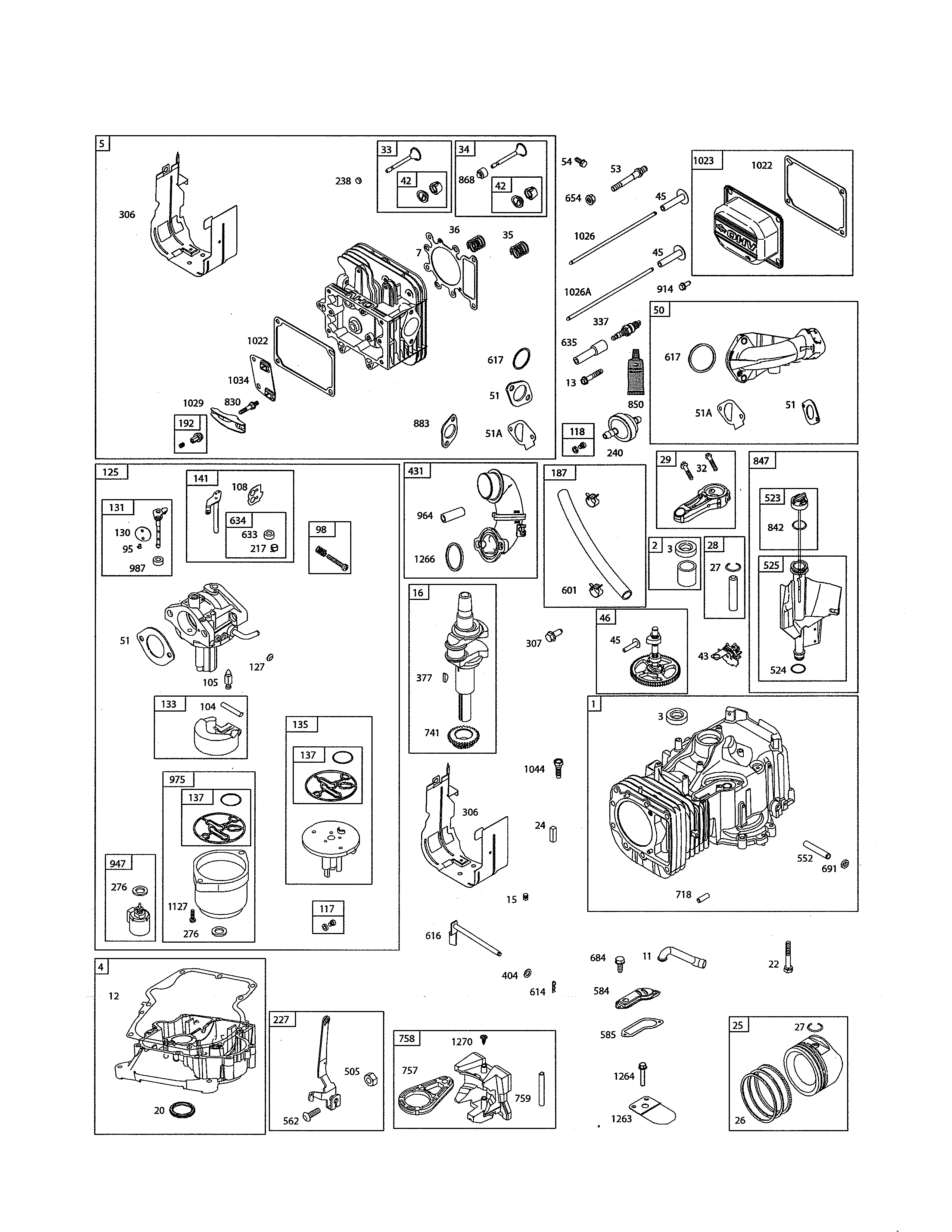 Head-cylinder/carburetor/sump