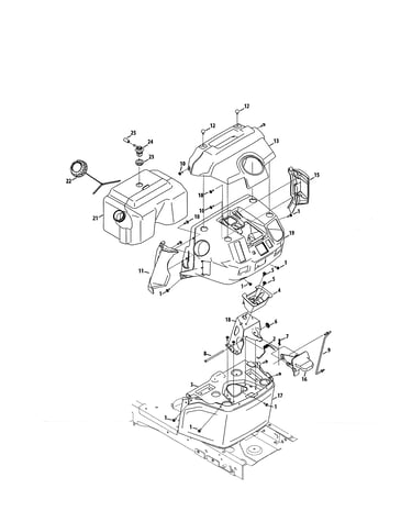 Fuel tank/lower dash
