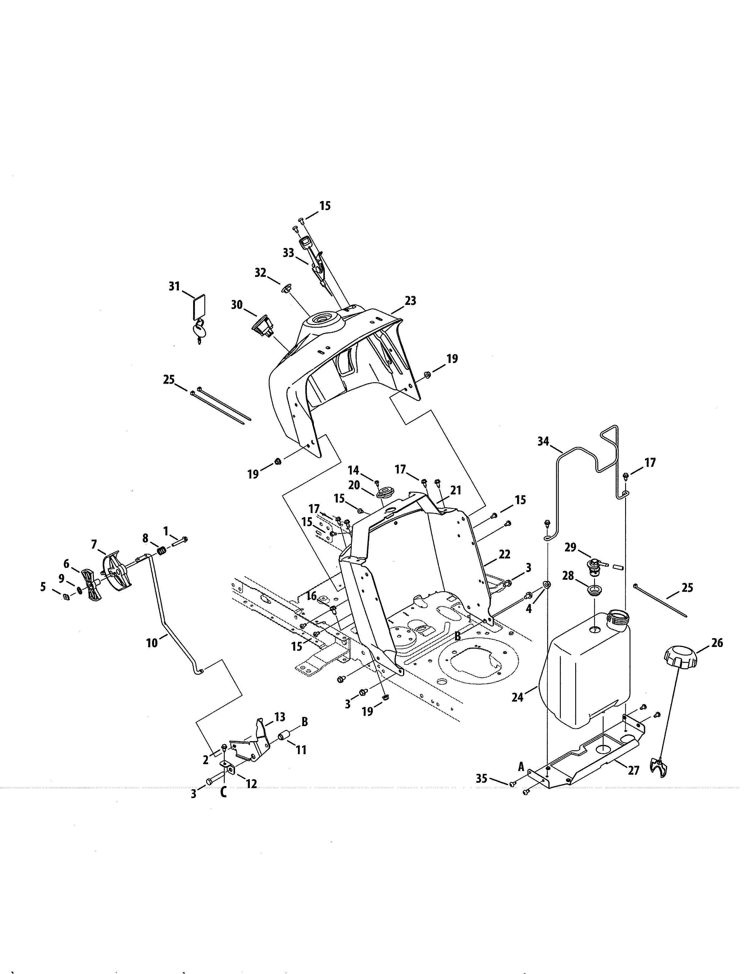 Fuel tank/upper dash panel