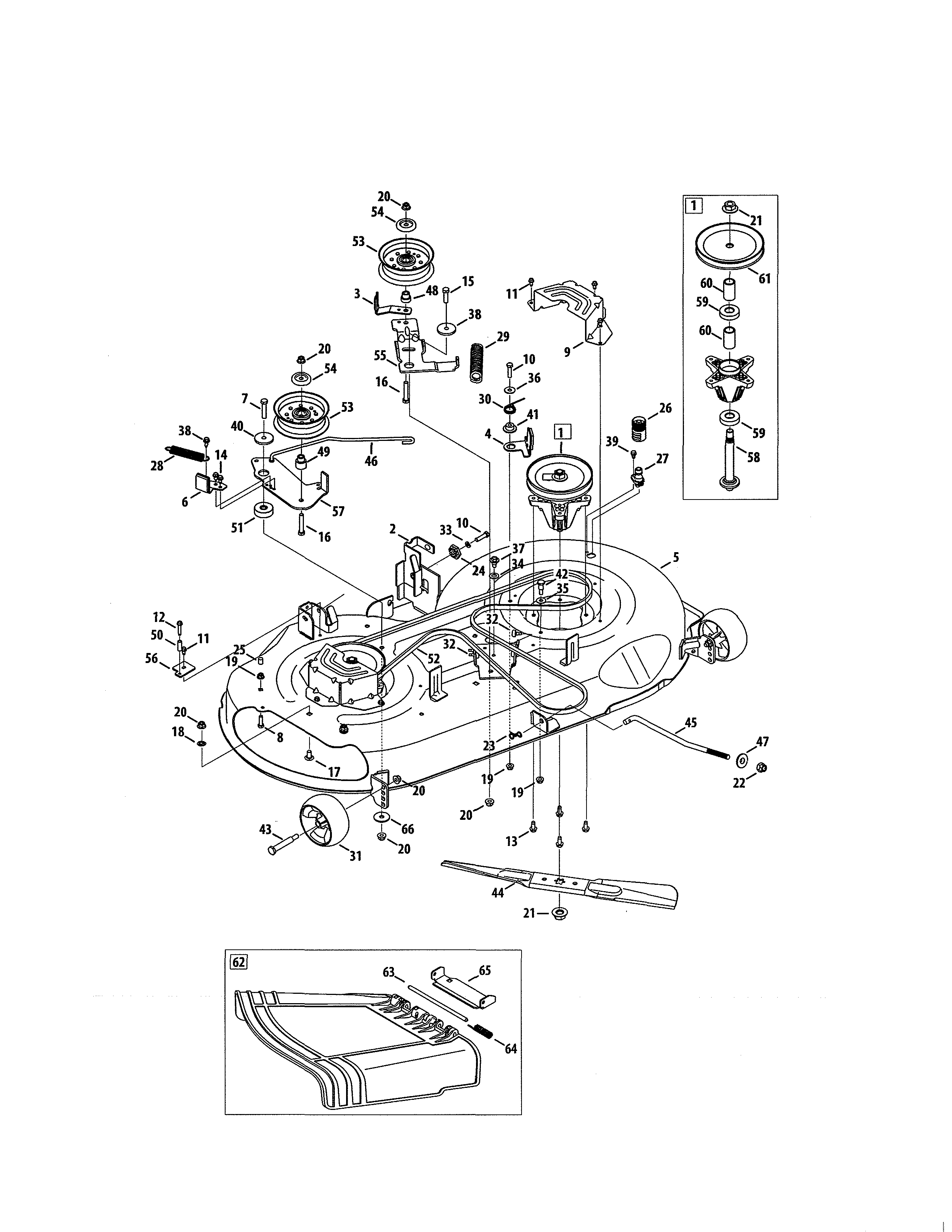 DECK/SPINDLE/CHUTE DEFLECTOR