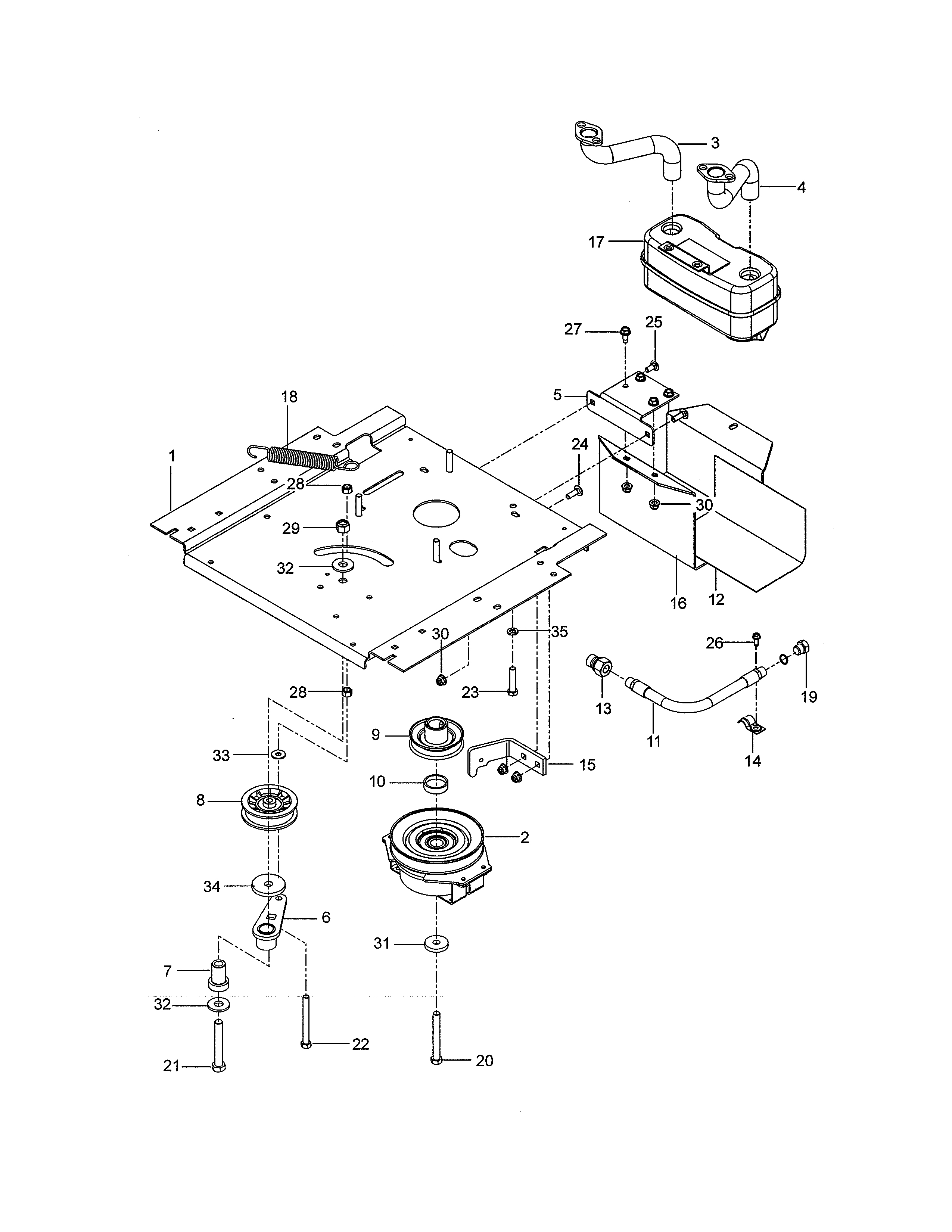 Engine mounting/guards/muffler