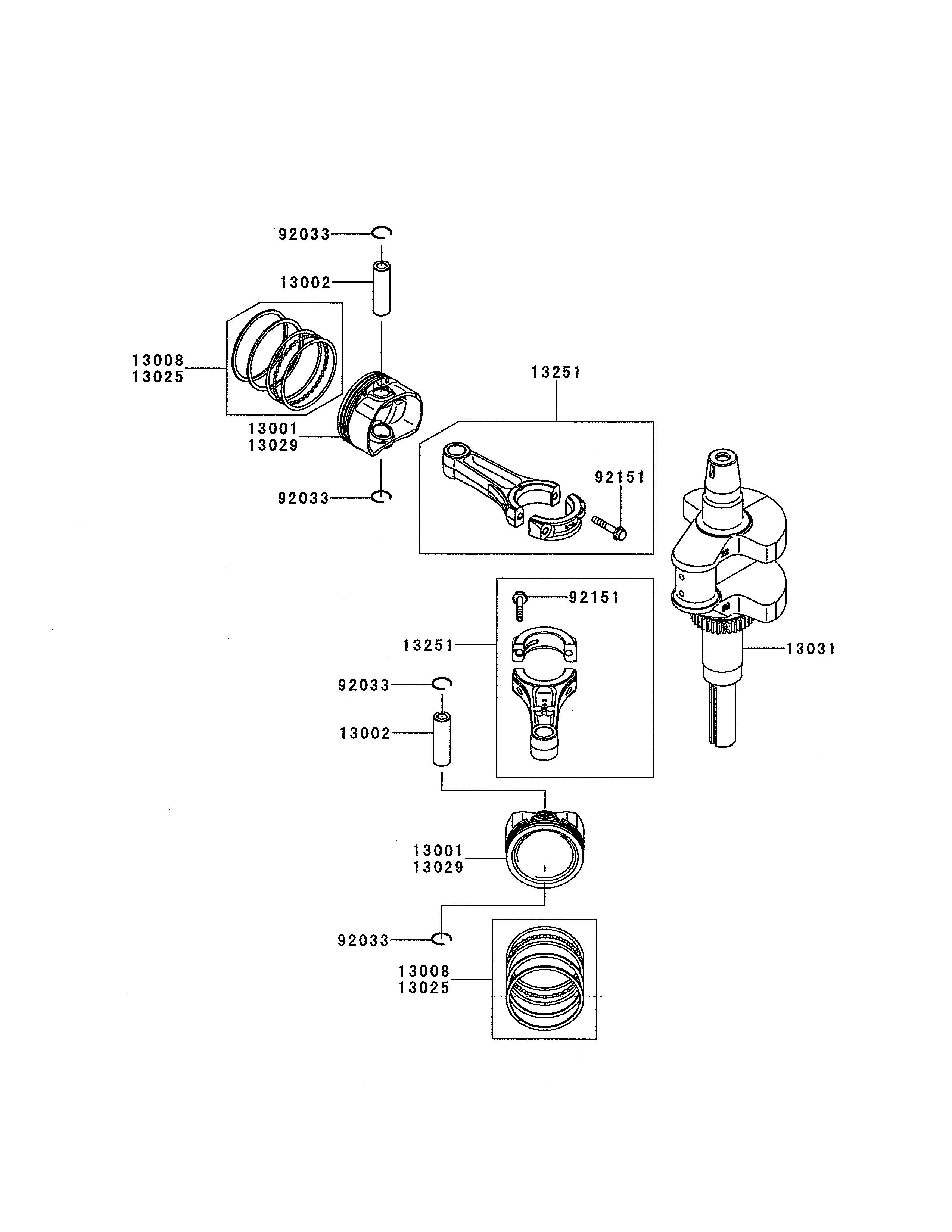 Piston/crankshaft