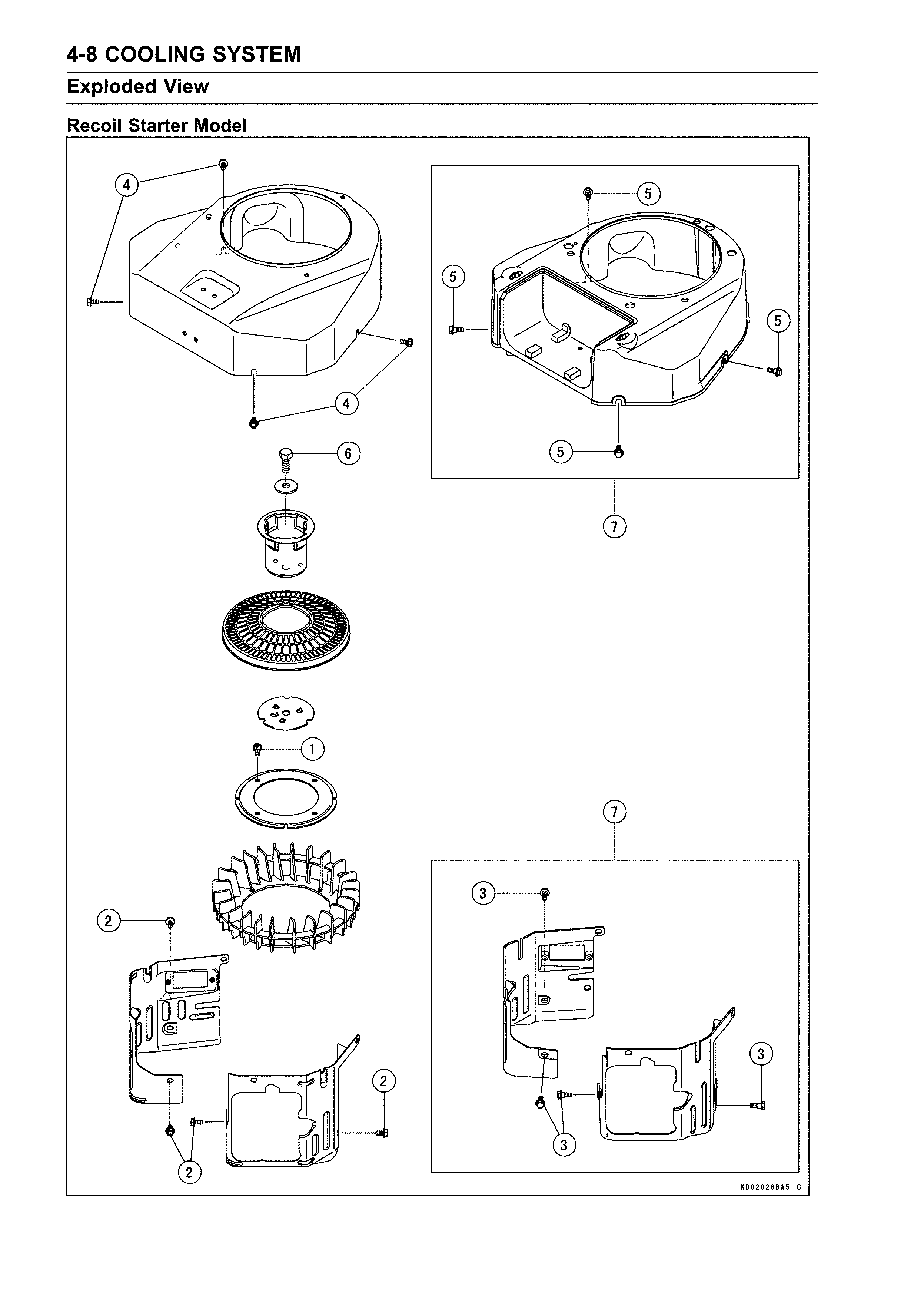 Exploded view recoil starter