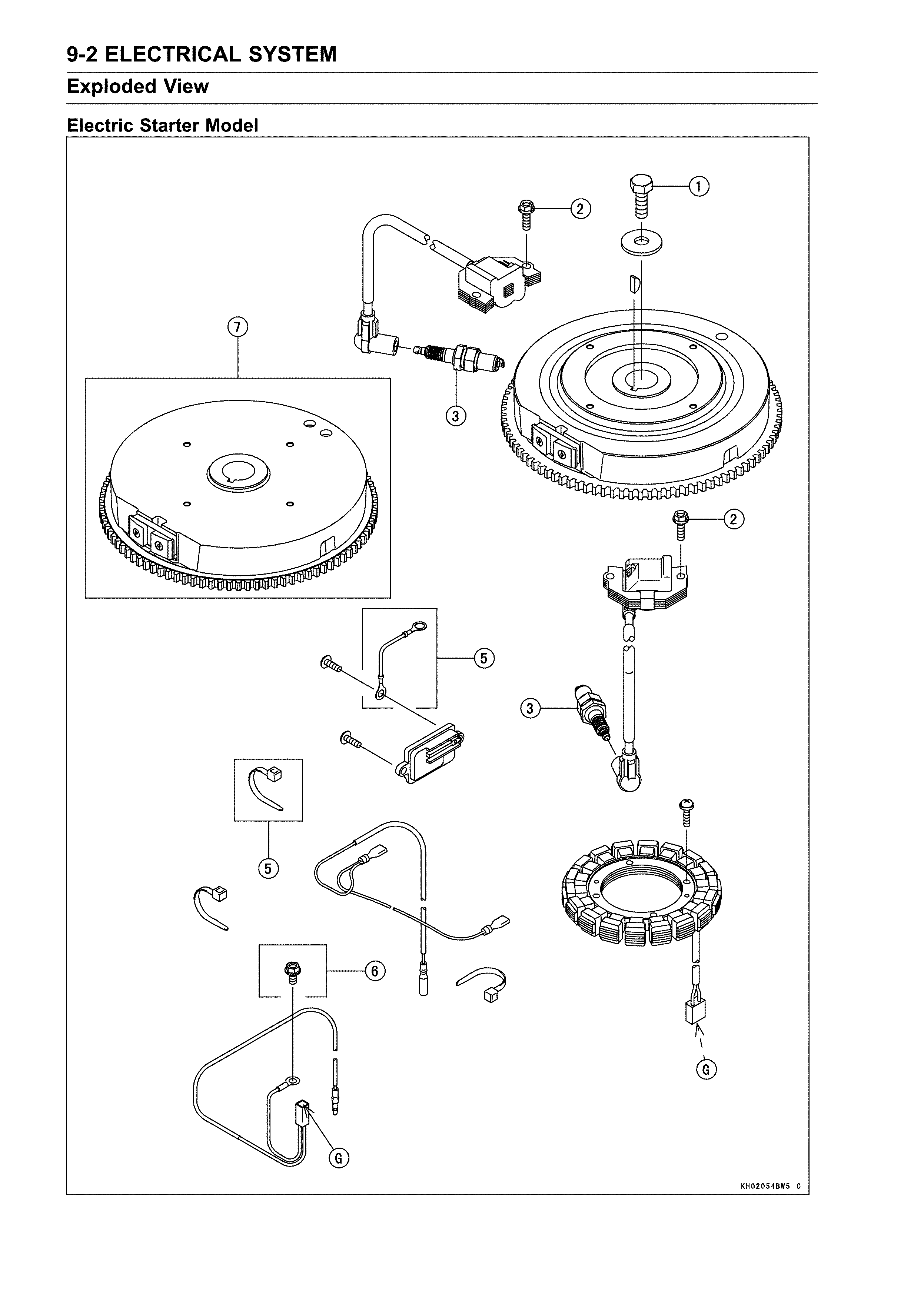 Exploded view electric starter
