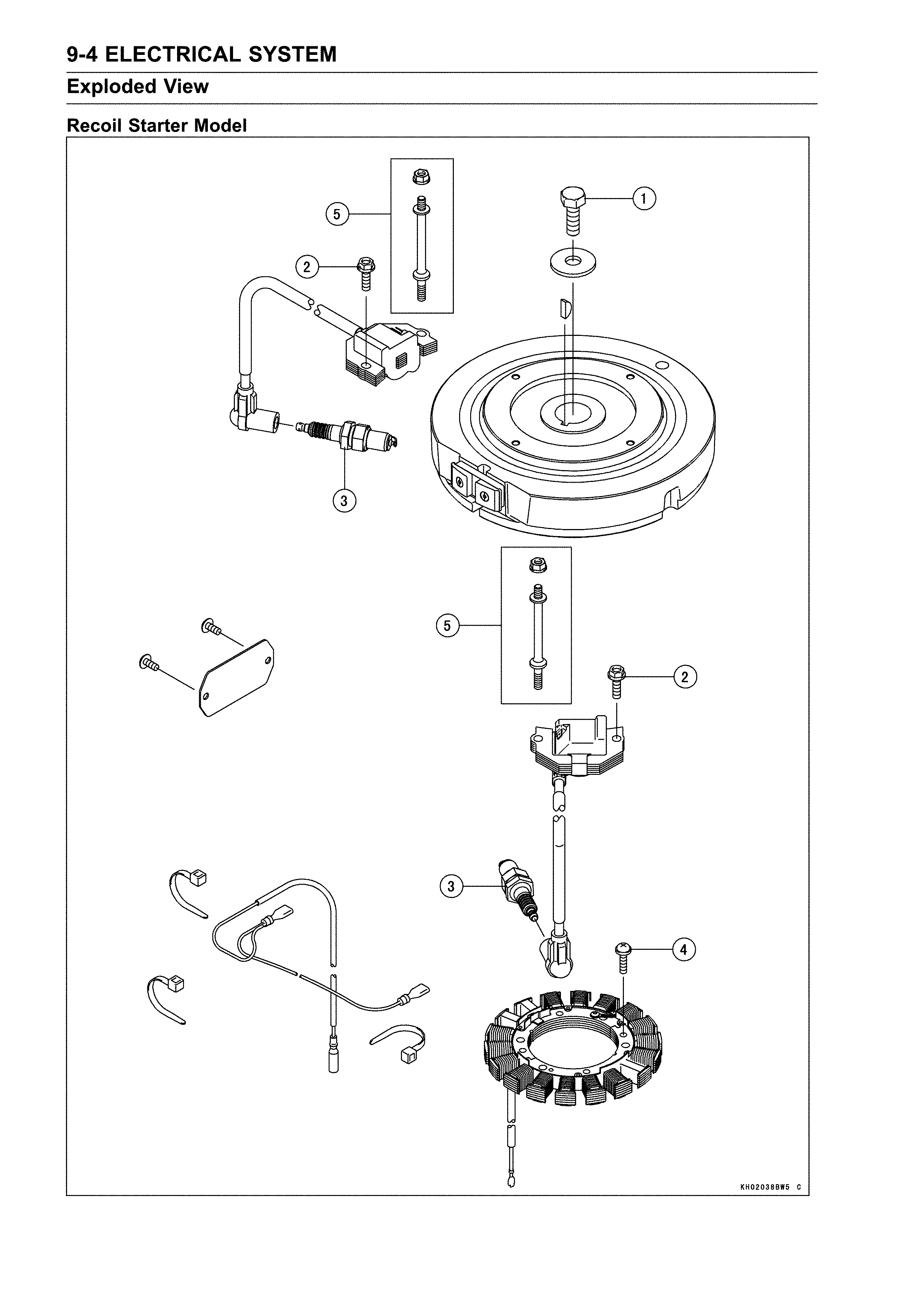 Exploded view recoil starter