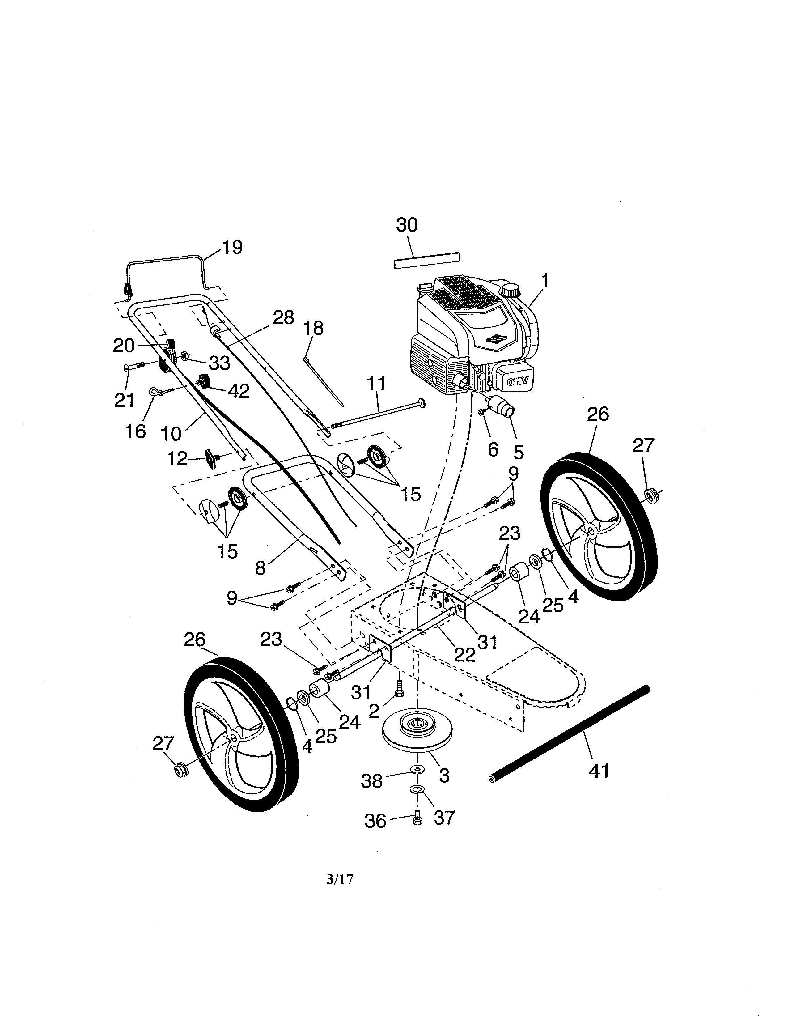Engine/wheels/handle