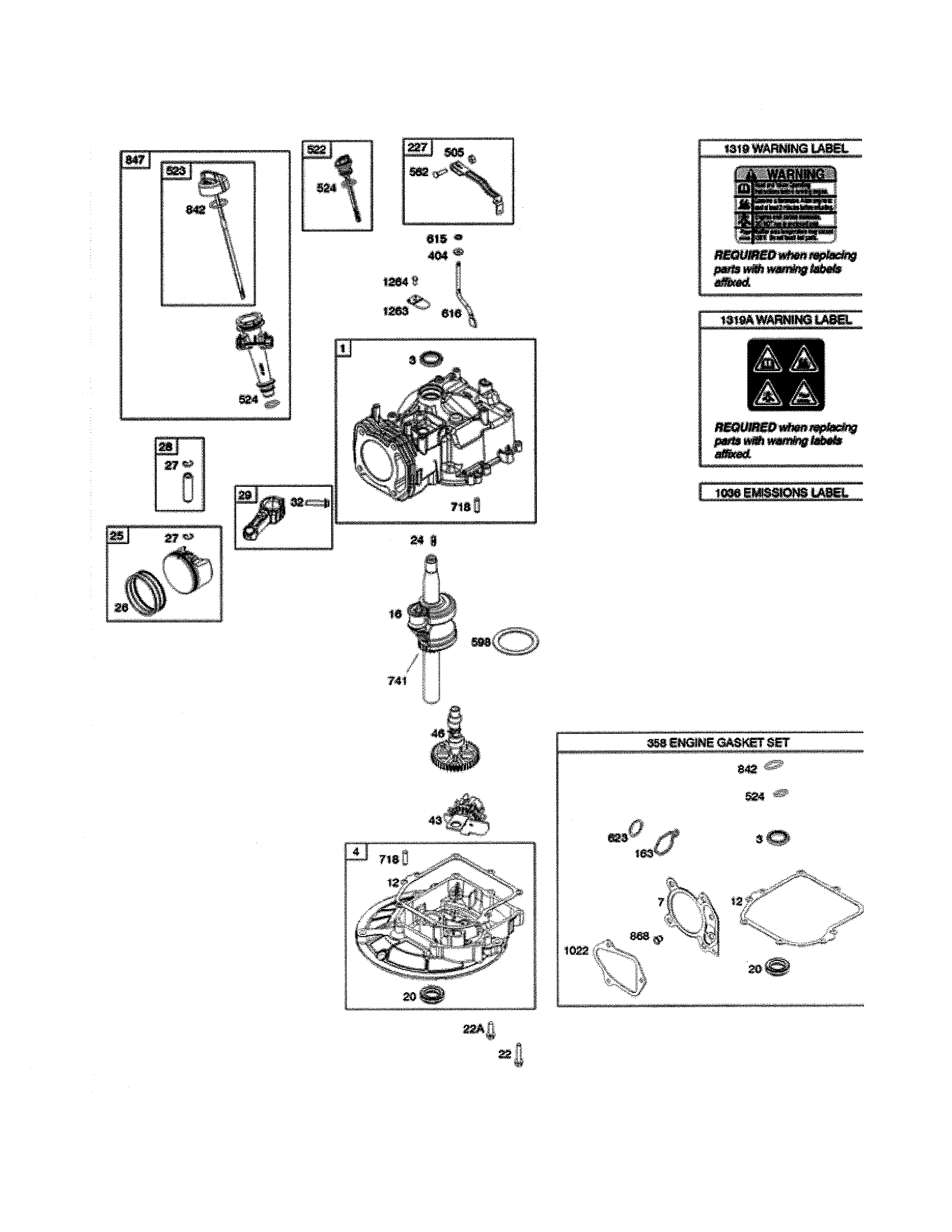 Crankshaft/cylinder/sump