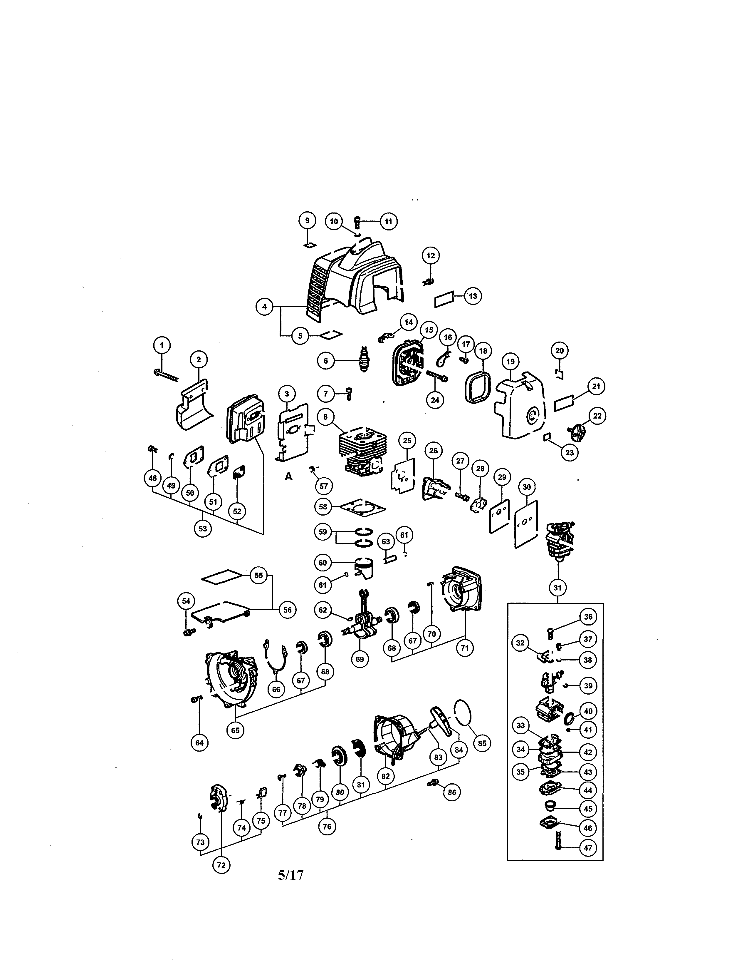 Carburetor/cylinder
