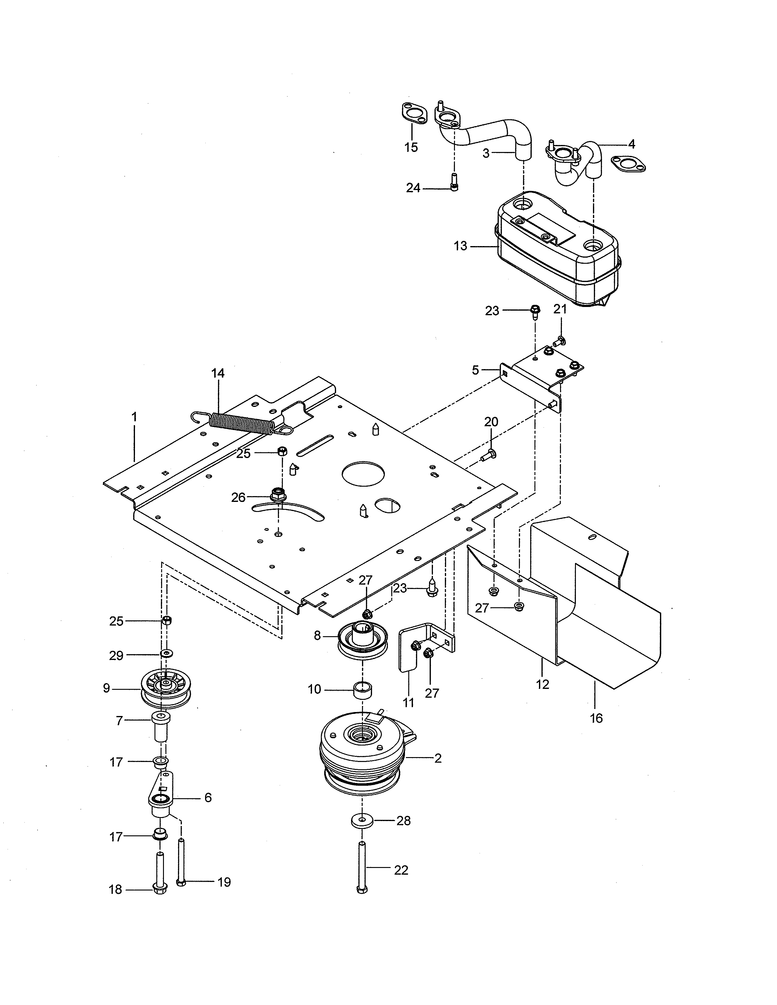 Engine mounting/guards/muffler