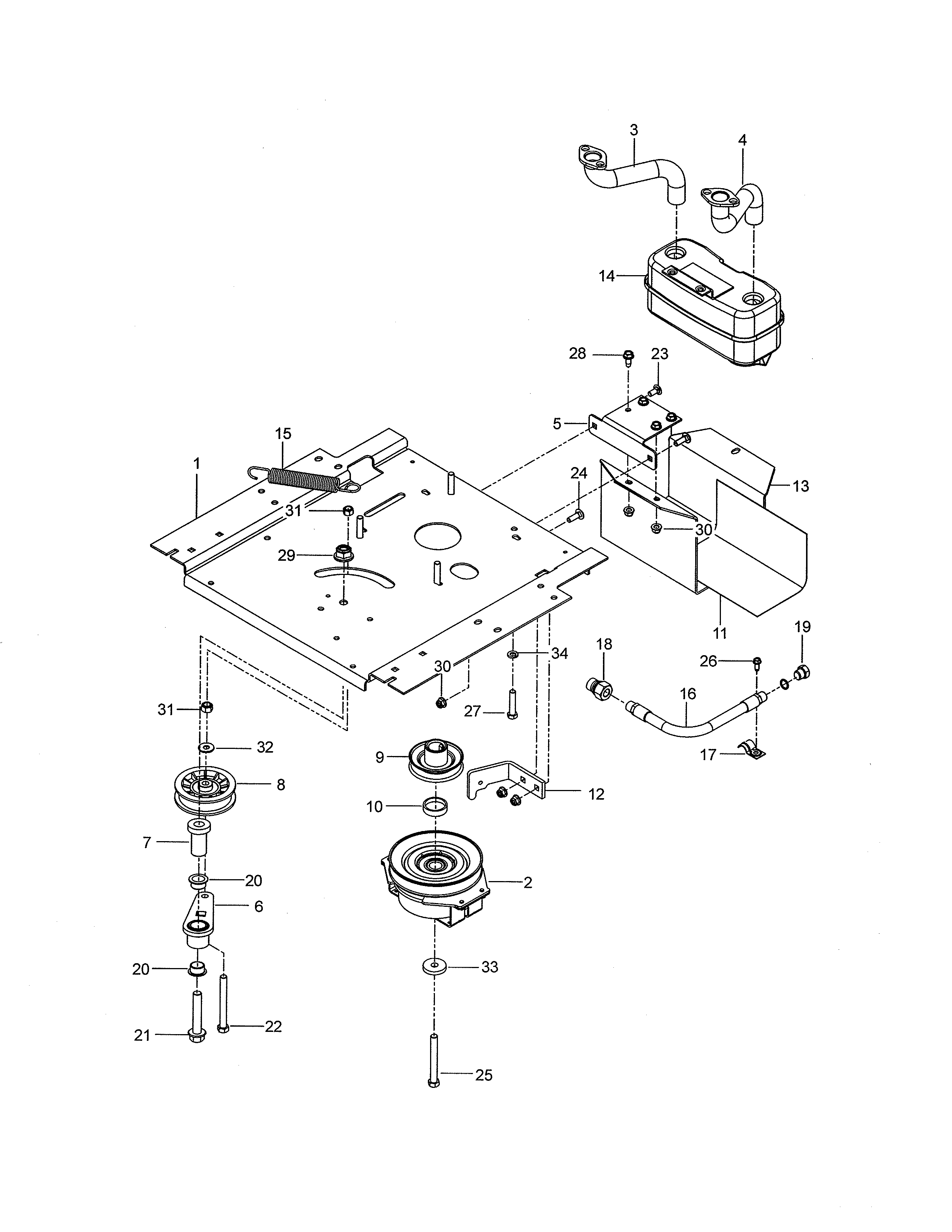 Engine mounting/guards/muffler