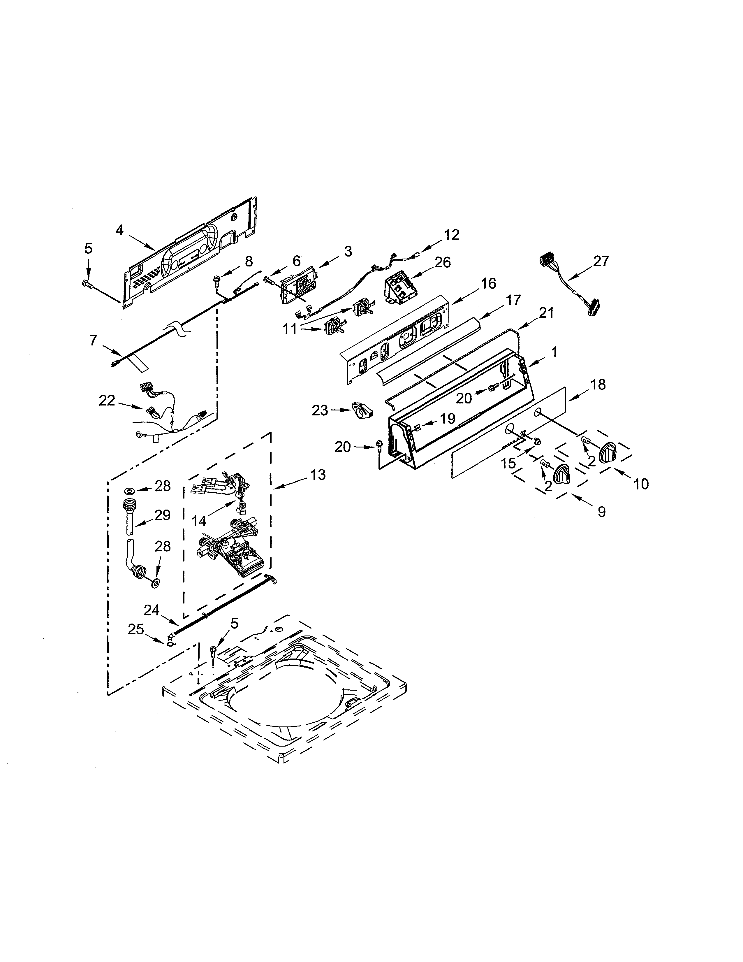 Controls & water inlet