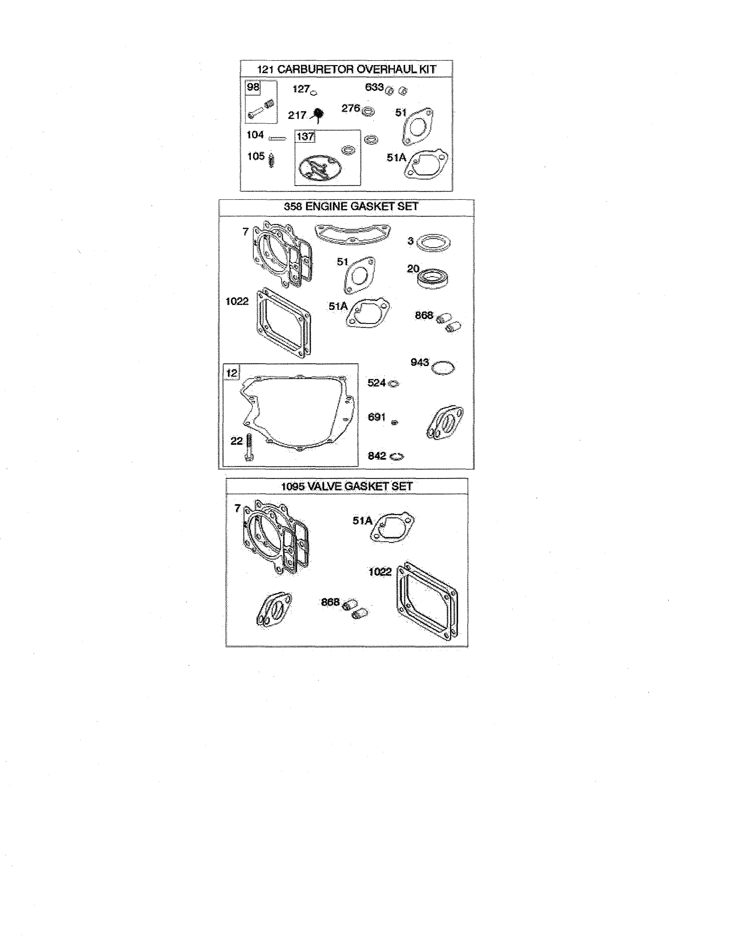 Engine gasket sets