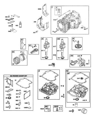 Cylinder/crankshaft/sump