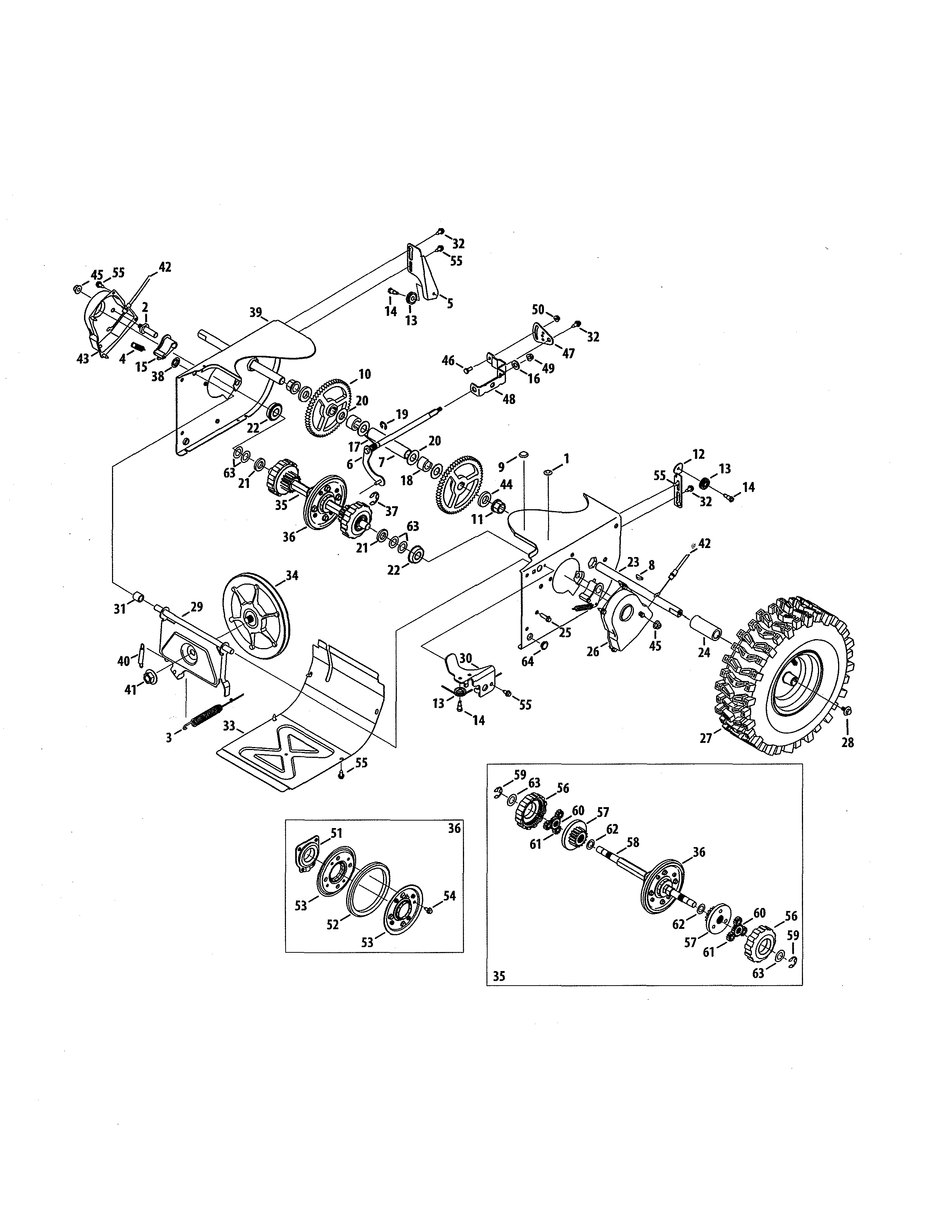 Gear box/wheels