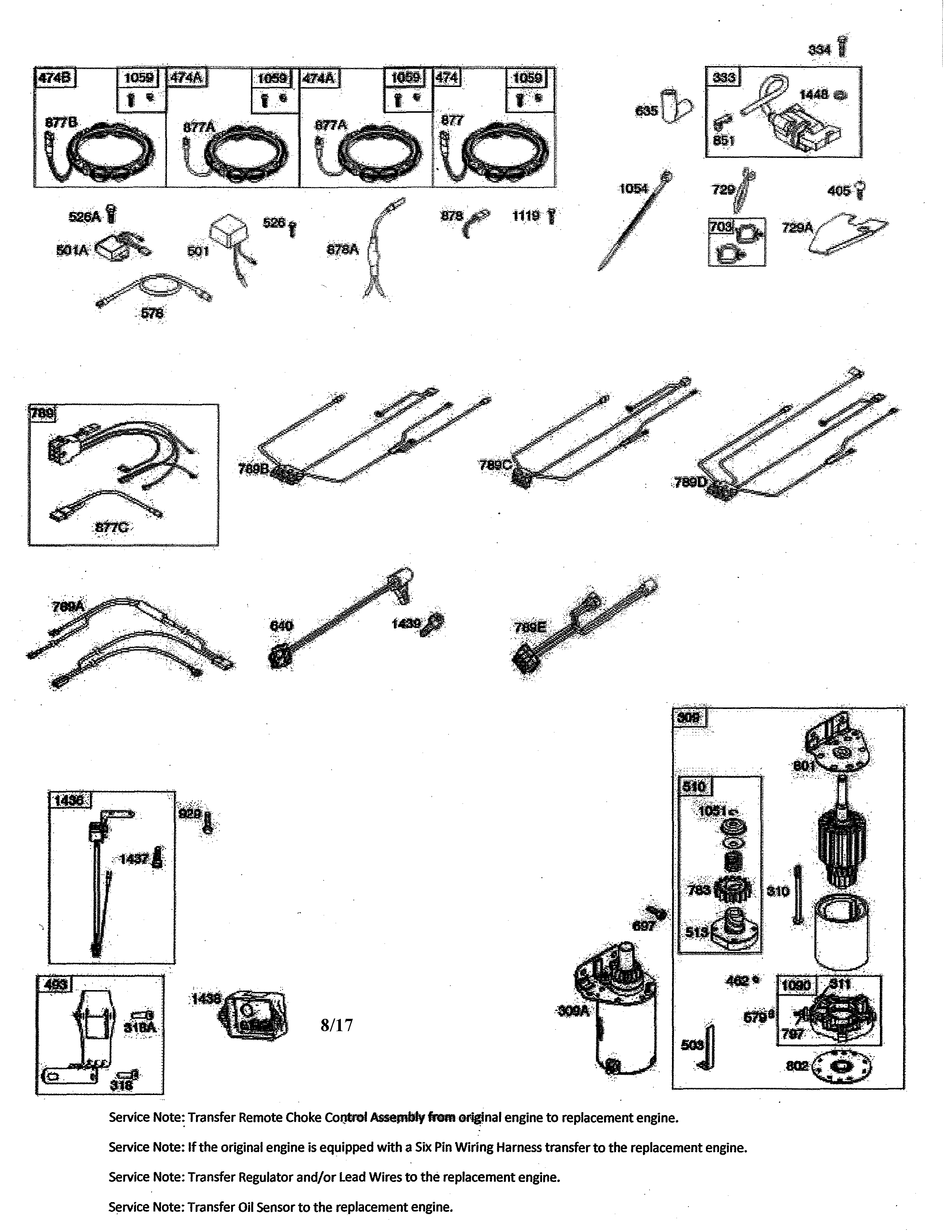 Alternator/wire harness/starter