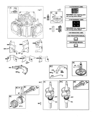 Cylinder/crankshaft/camshaft
