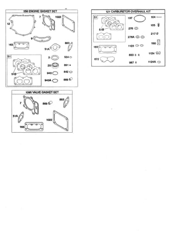 Engine/valve gasket sets