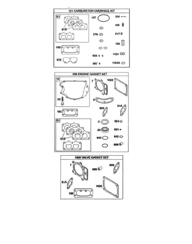 Engine/valve gasket sets