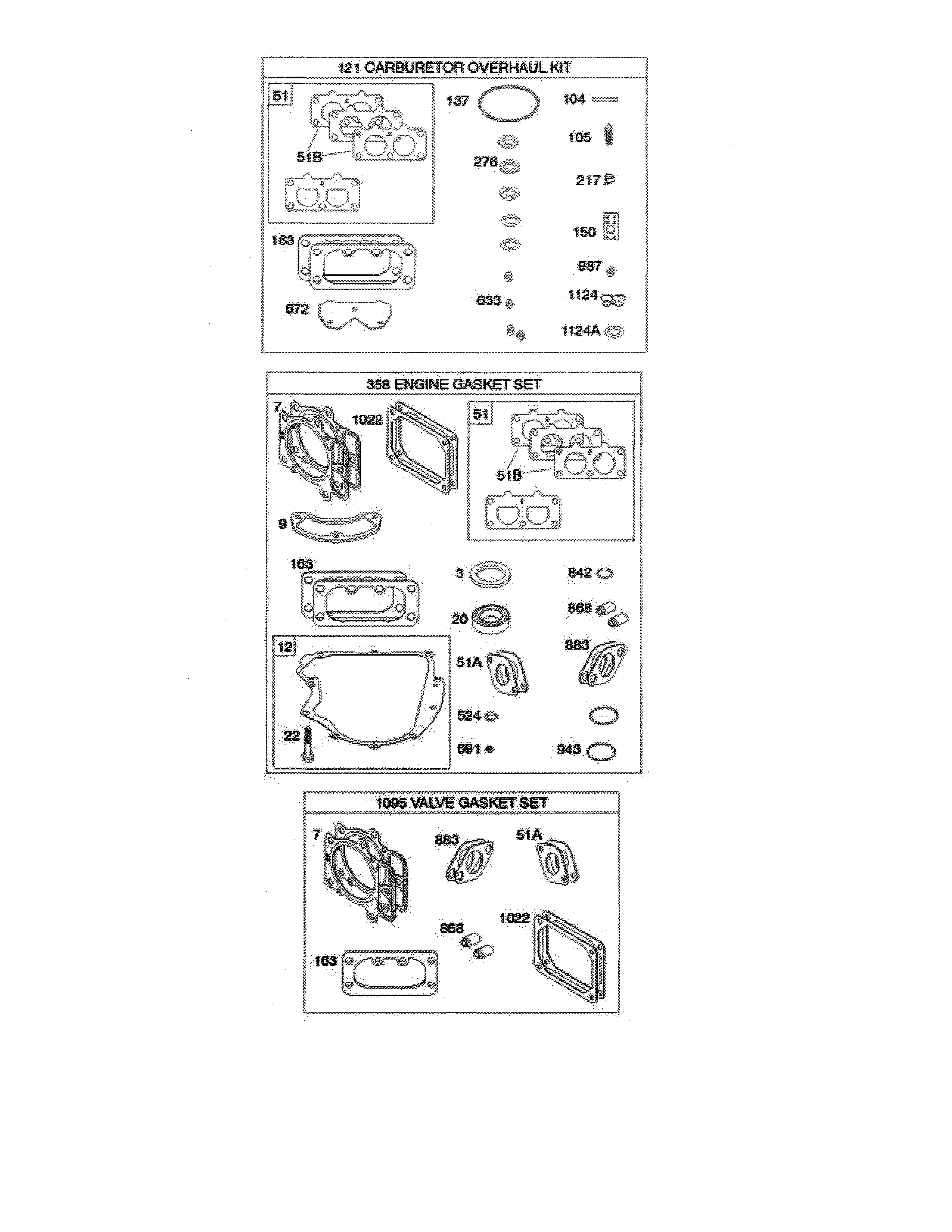 Engine/valve gasket set