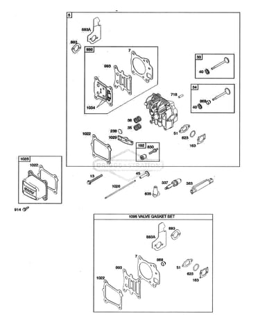 Head-cylinder/valve gasket set