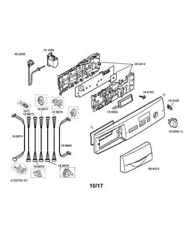 Facia panel/cable harness/power cord