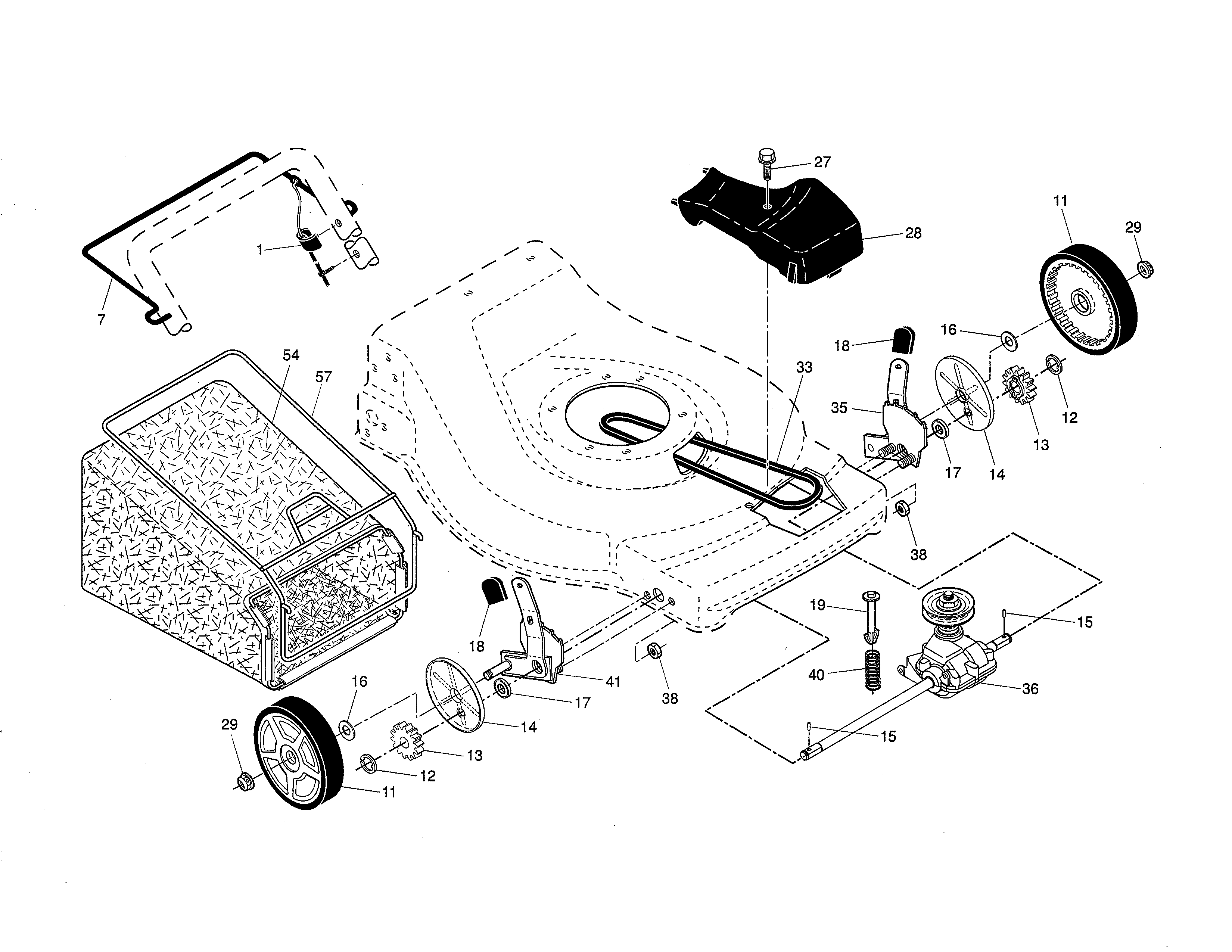 Drive control/wheels/grassbag