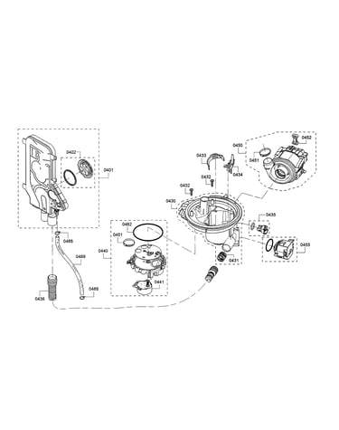 Water inlet/sump/heat pump
