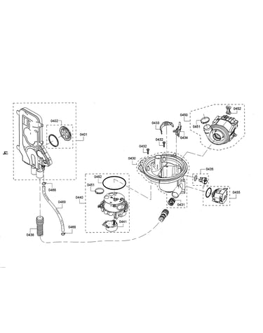 Water inlet/sump/heat pump