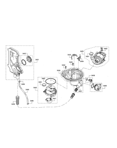 Water inlet/sump/heat pump