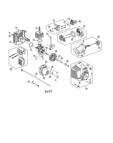 Flywheel/fuel tank/muffler