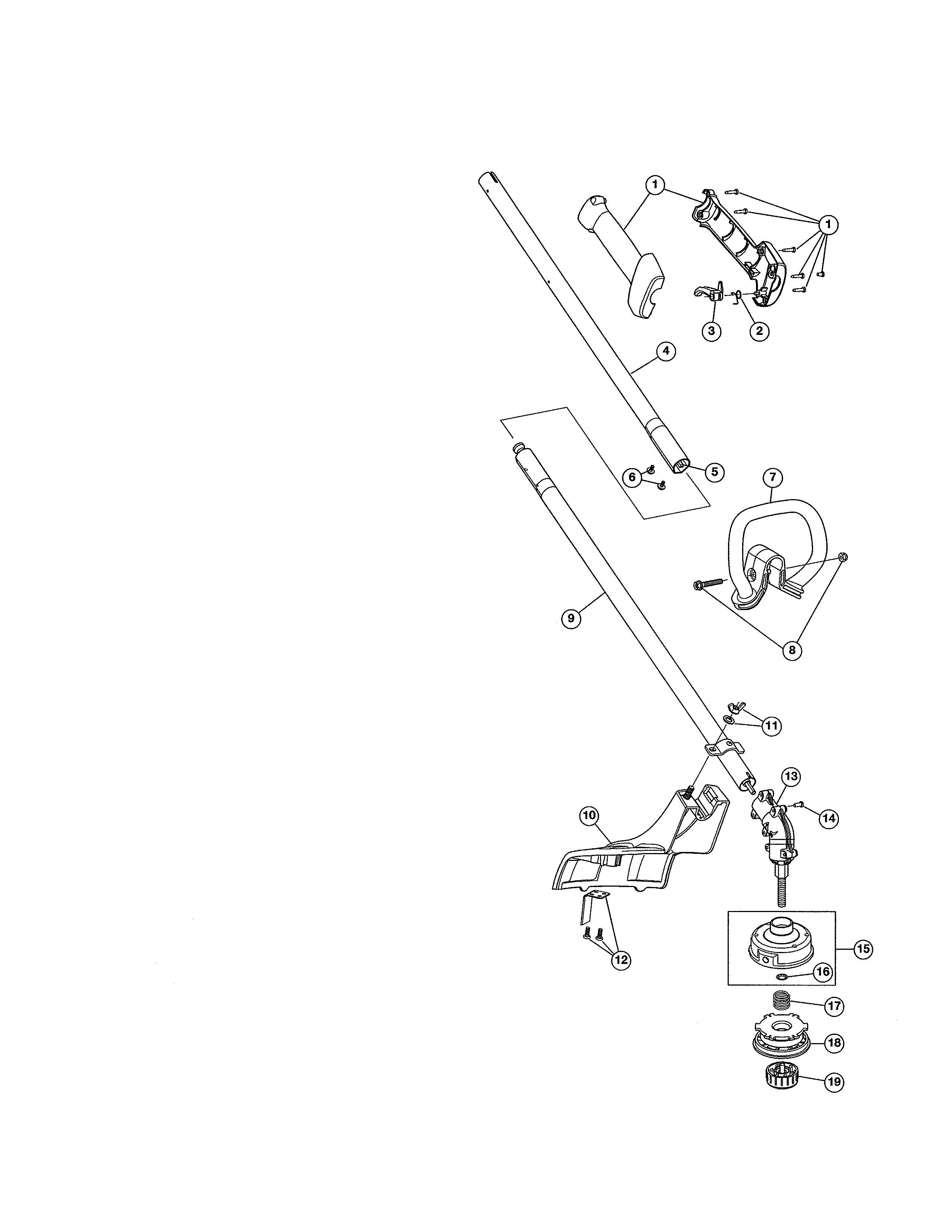Upper, lower shaft/shield/handle