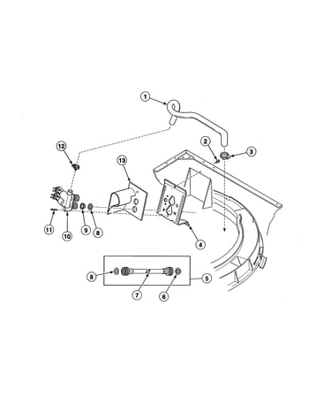 Fill hose/mixing valve to tub cover hose/mixing valve/bracket