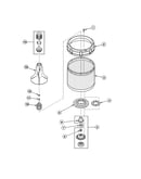 Agitator/fabric softener dispenser/drive bell/hub/washtub