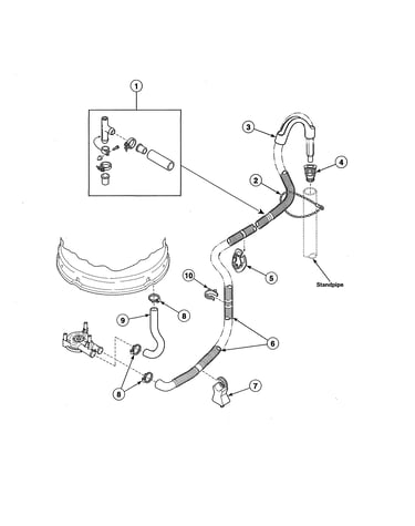 Drain hose/siphon break kit