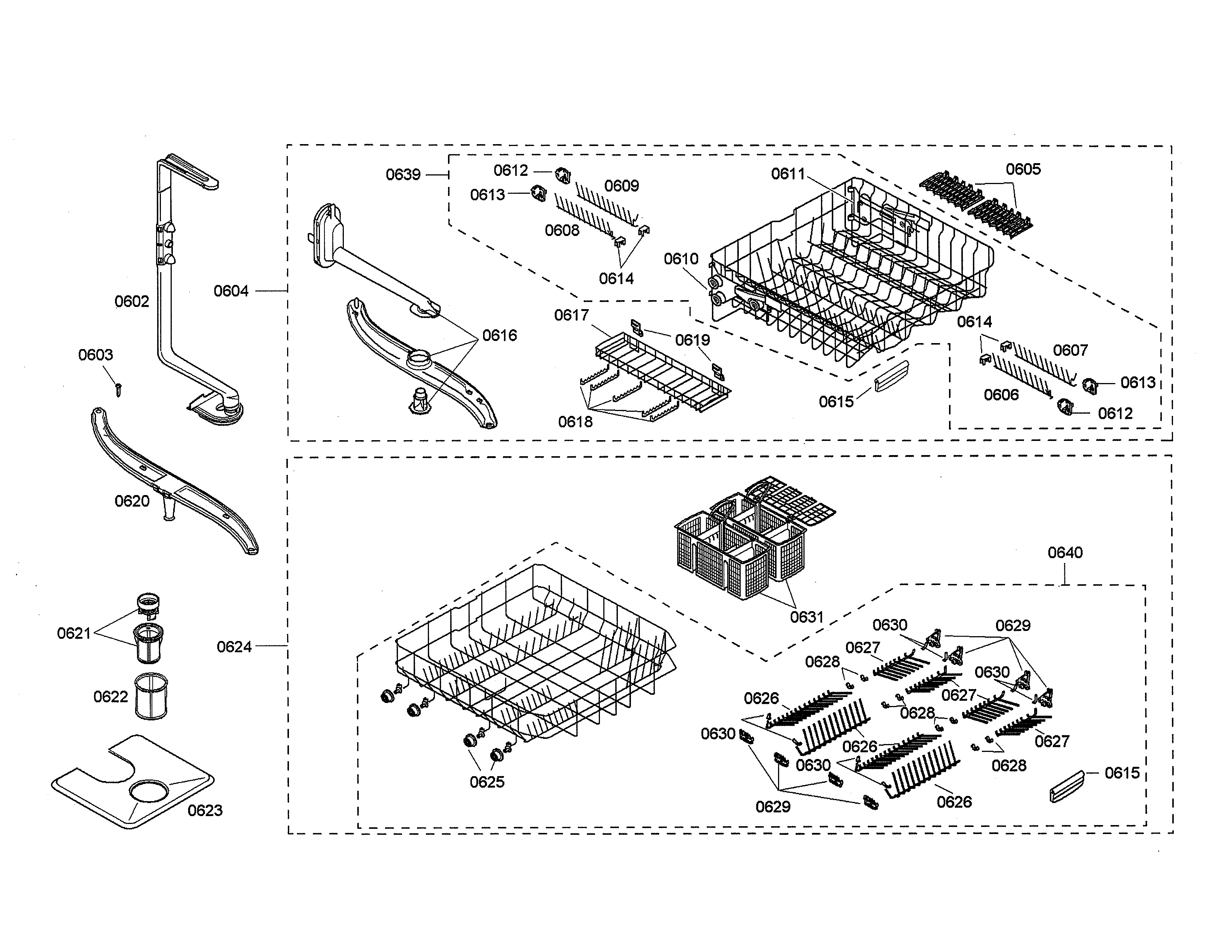 Spray arm/racks